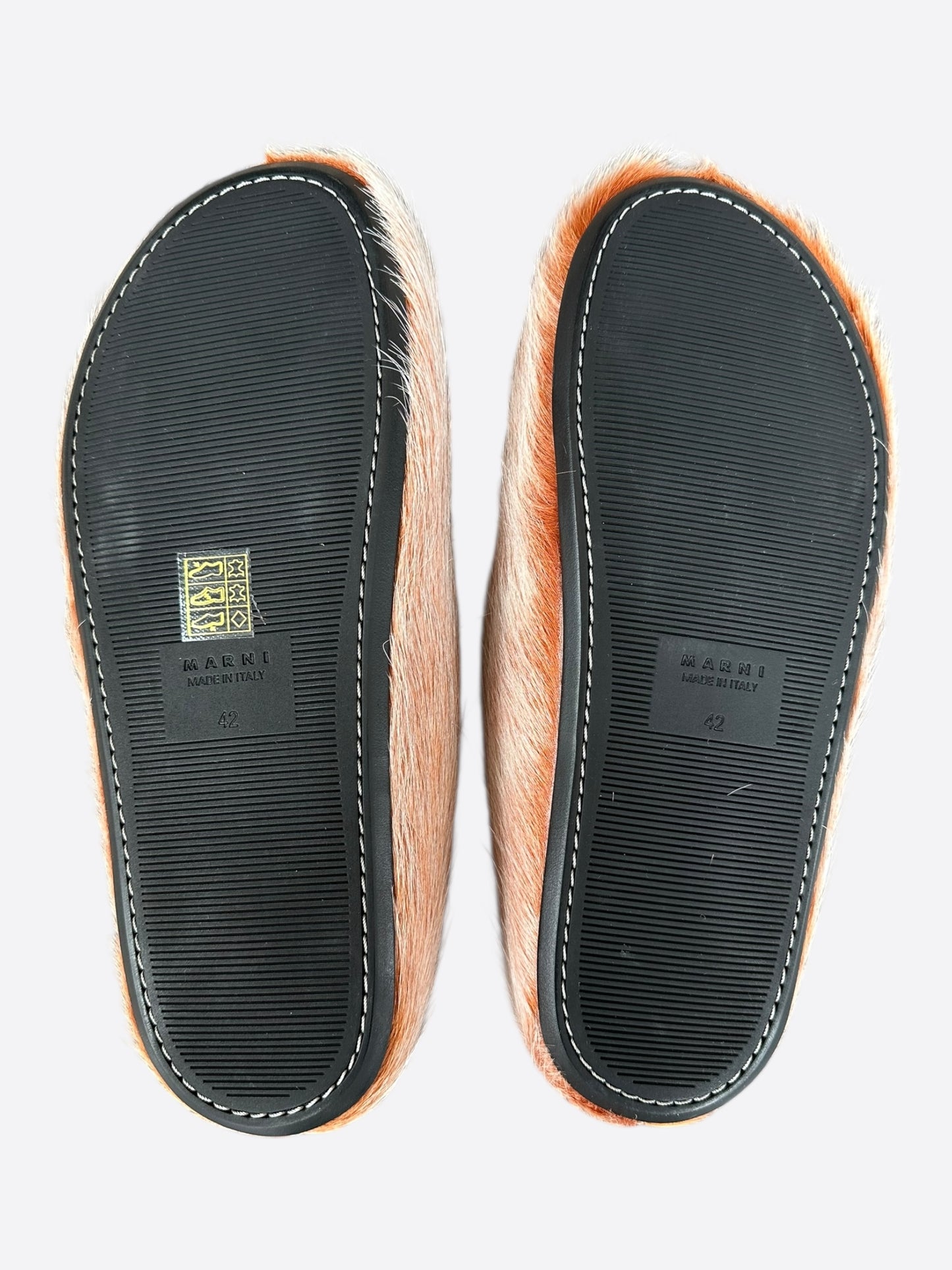 Marni Peach Calfskin Fussbett Sabot Slides