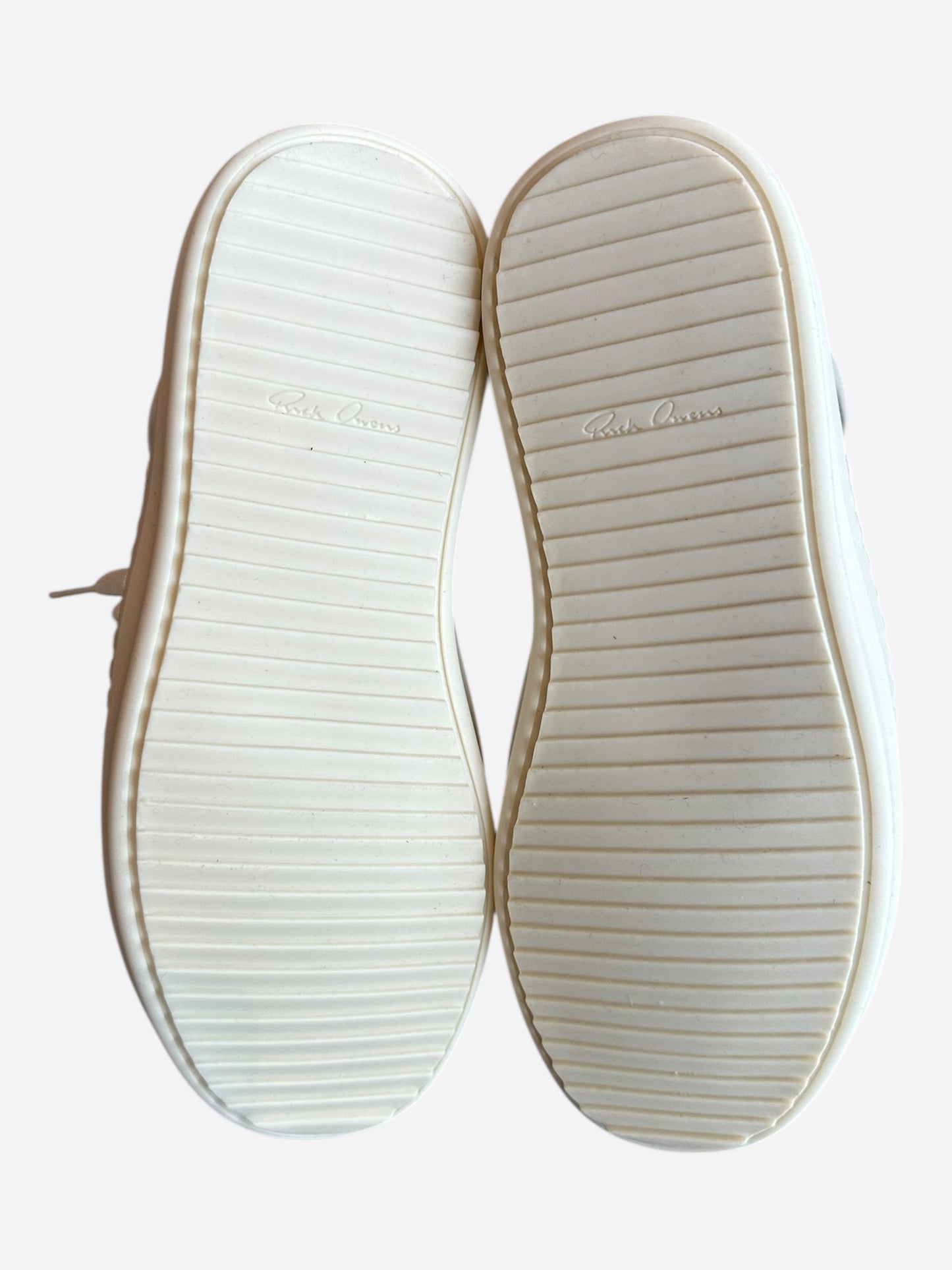 Rick Owens Dark Grey & White Leather Women's High Top Sneakers