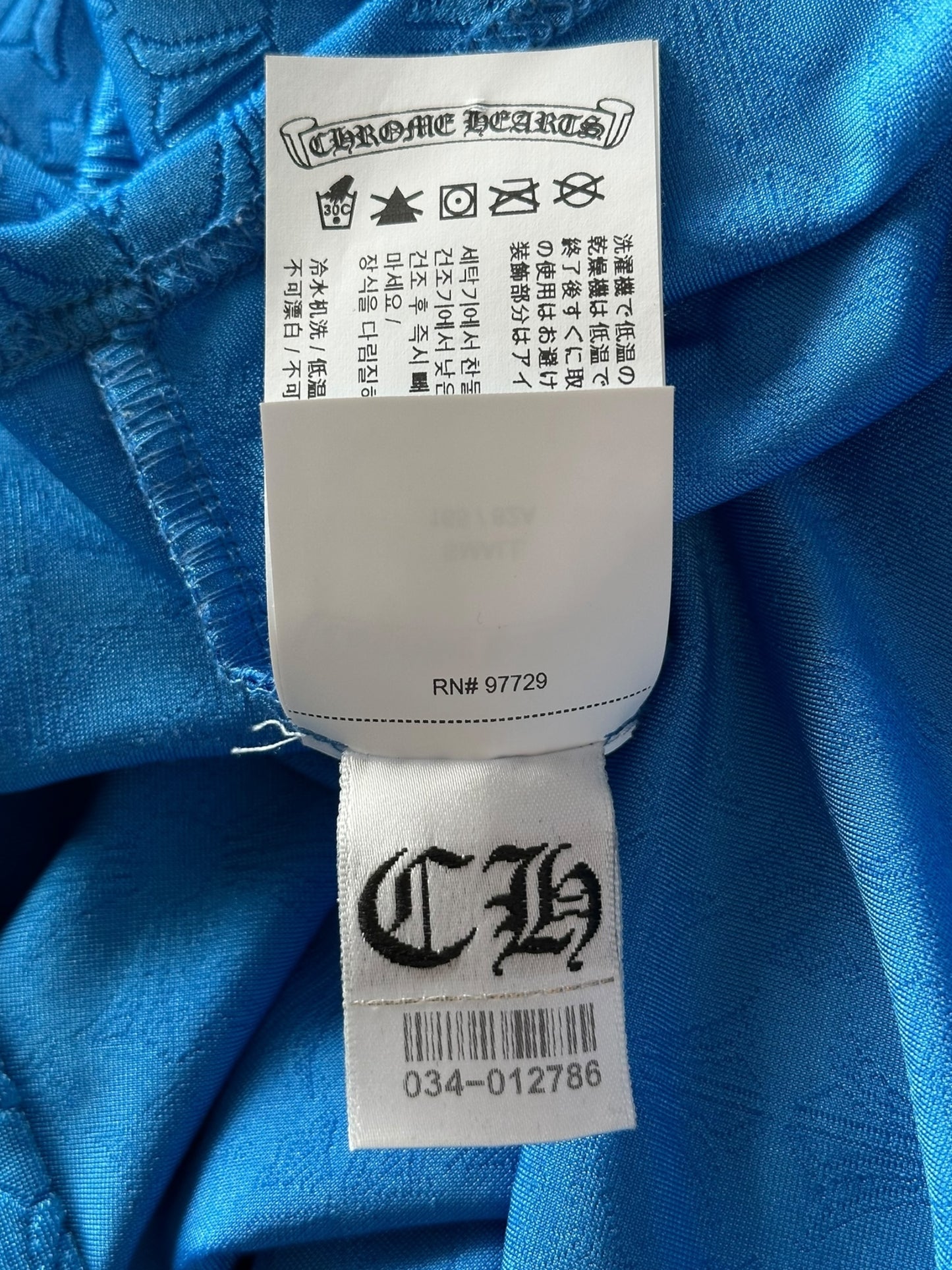 Chrome Hearts Blue Cross Jacquard Cropped Polo Women's T-Shirt