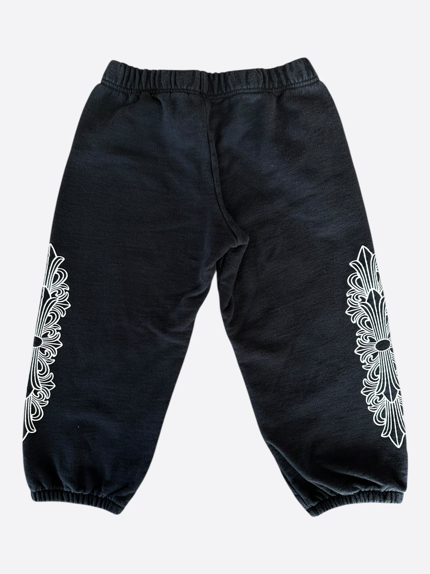 Chrome Hearts Black & White Horseshoe Logo Kids Sweatpants