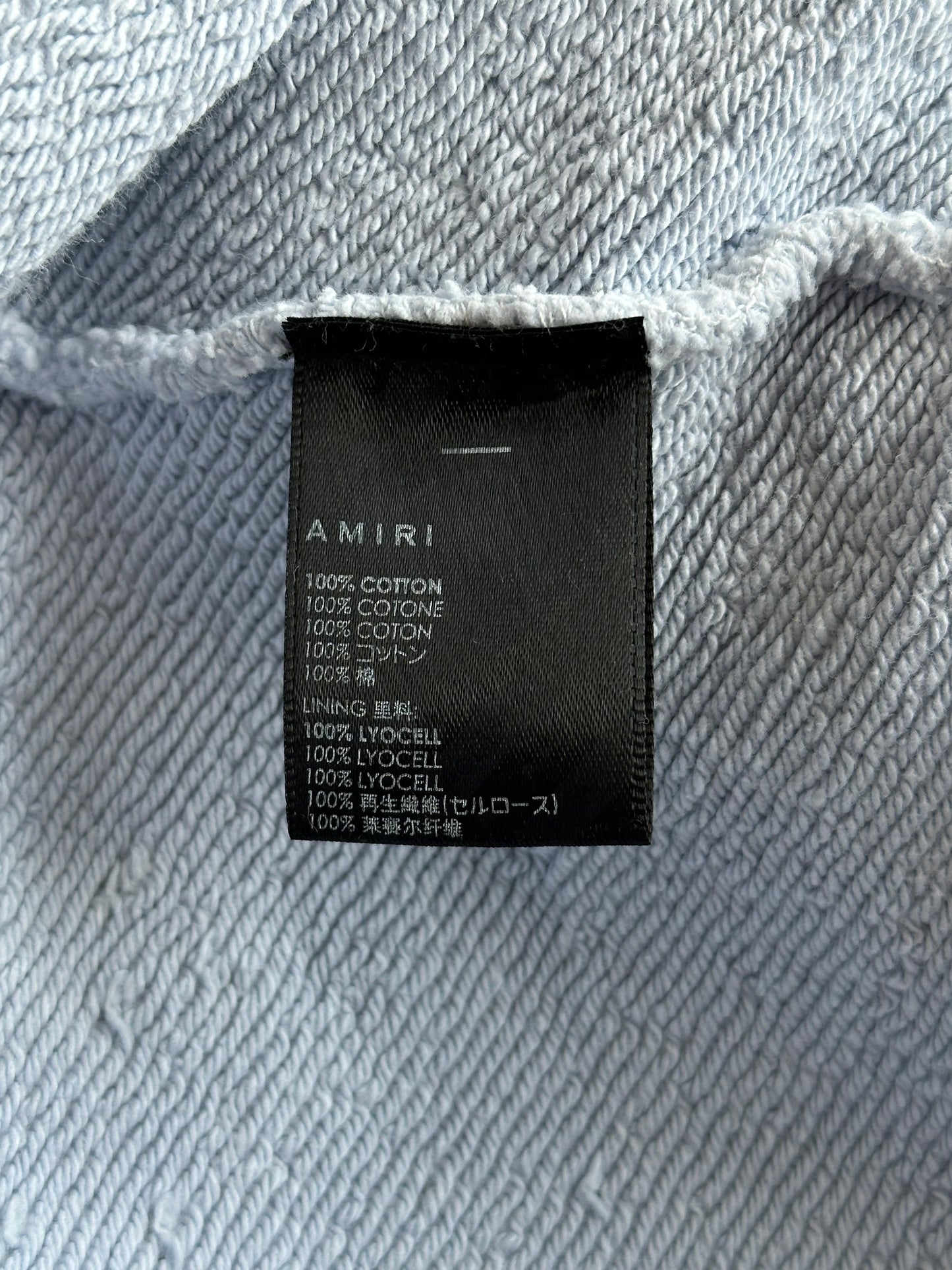 Amiri Light Blue Core Logo Shotgun Zip Up Hoodie