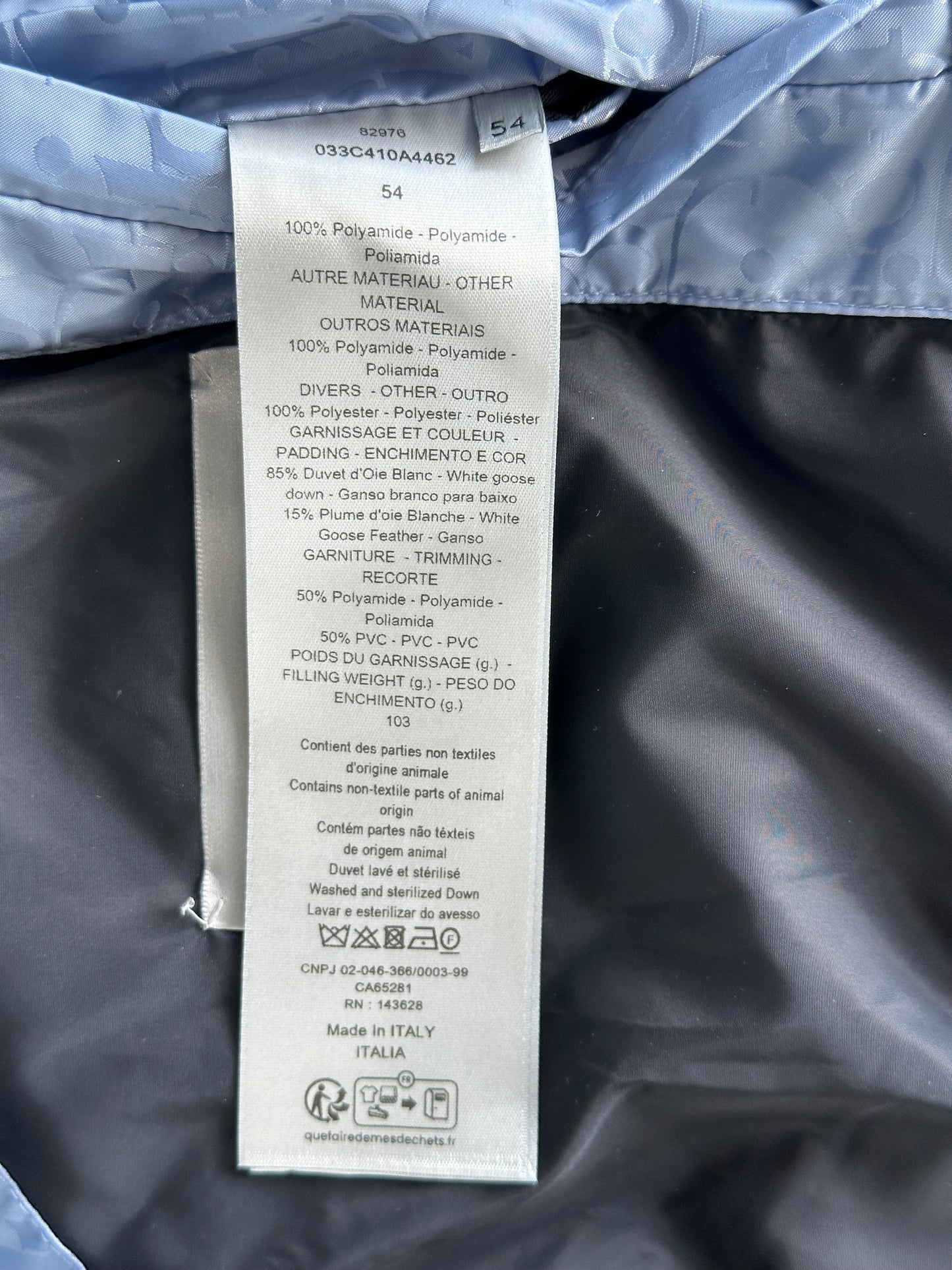 Dior Blue Oblique Puffer Vest