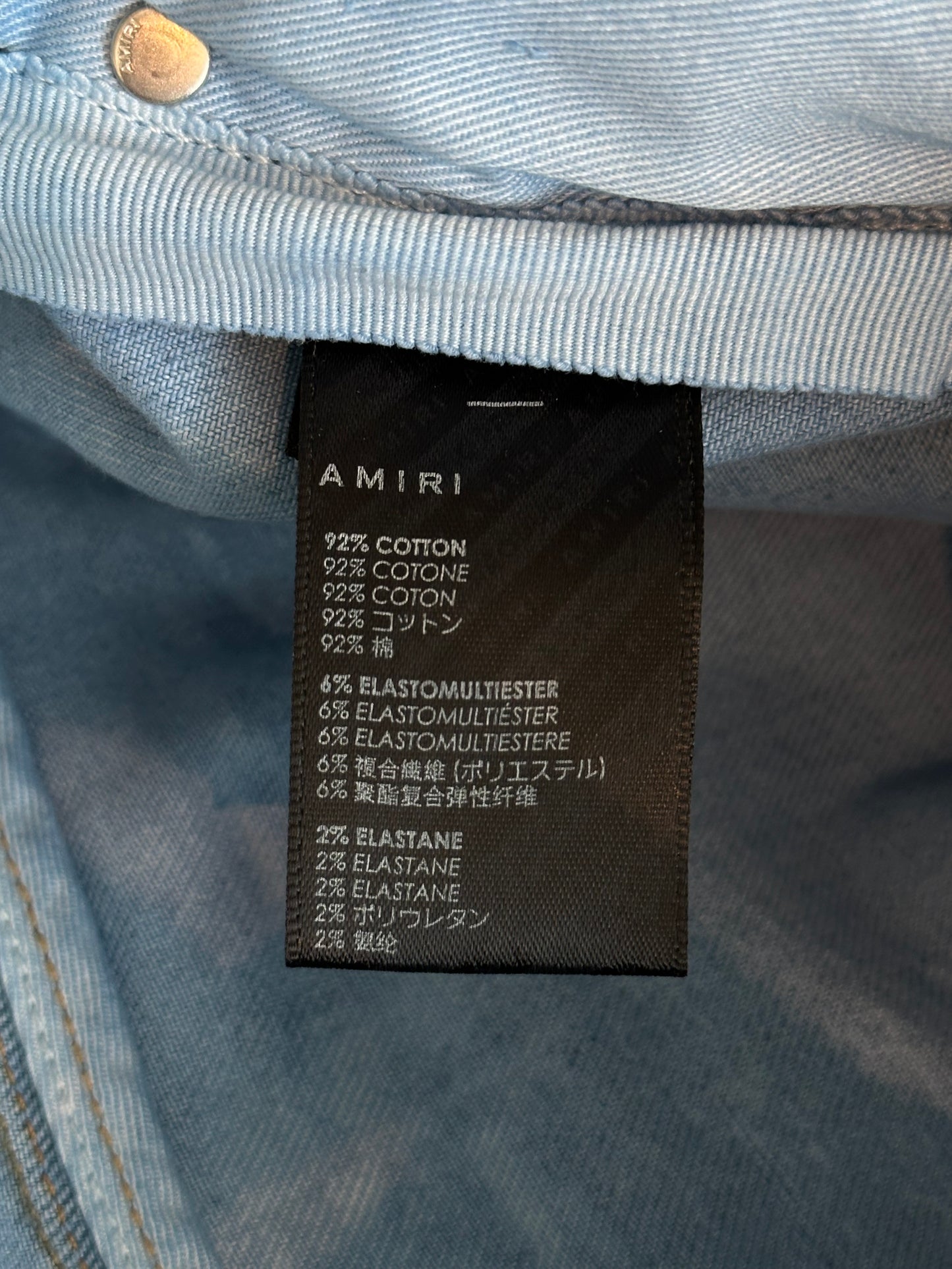 Amiri Overdyed Blue Mesh Patch MX1 Jeans