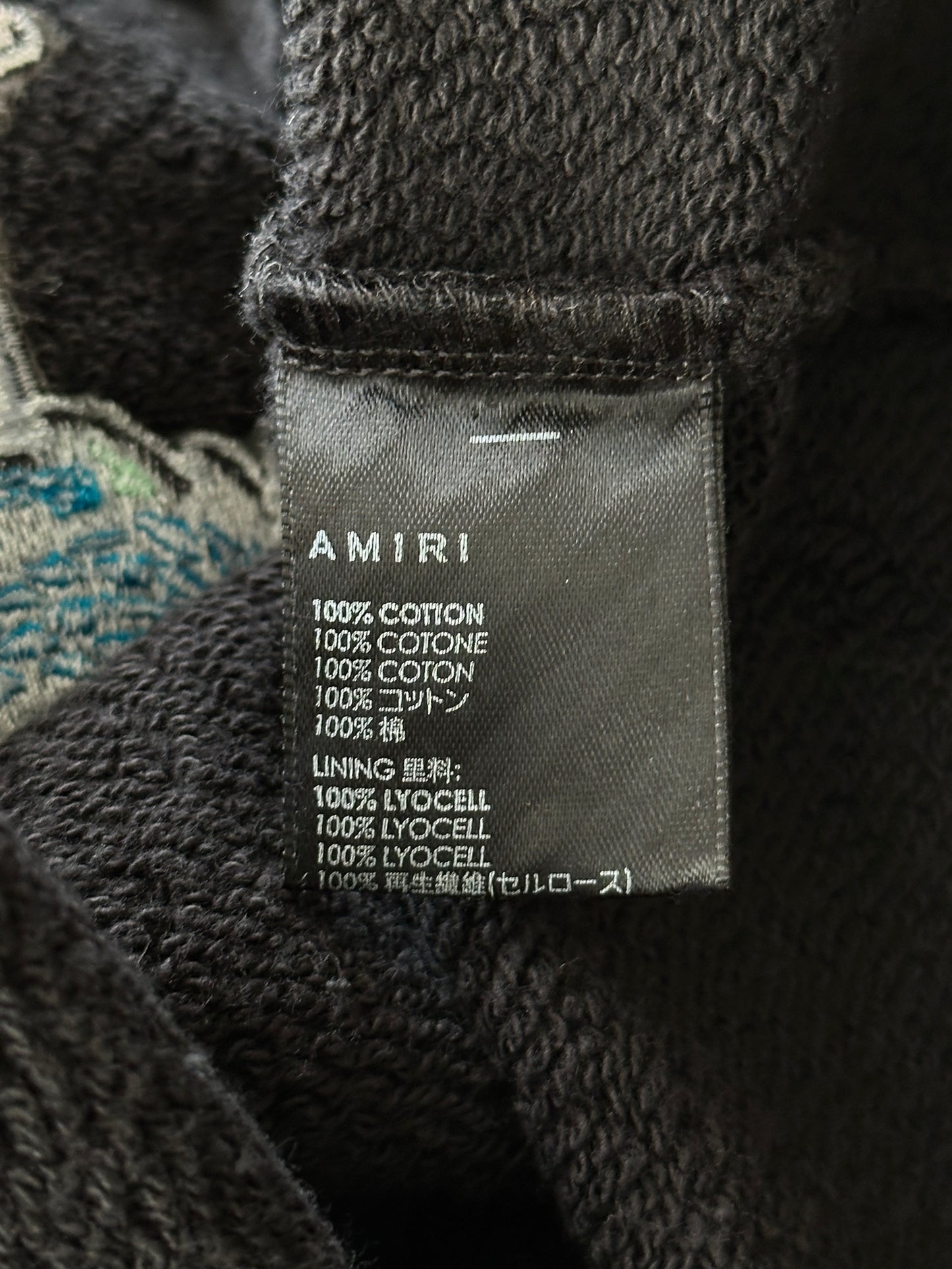 Amiri Black & White Embroidered Dragon Logo Hoodie