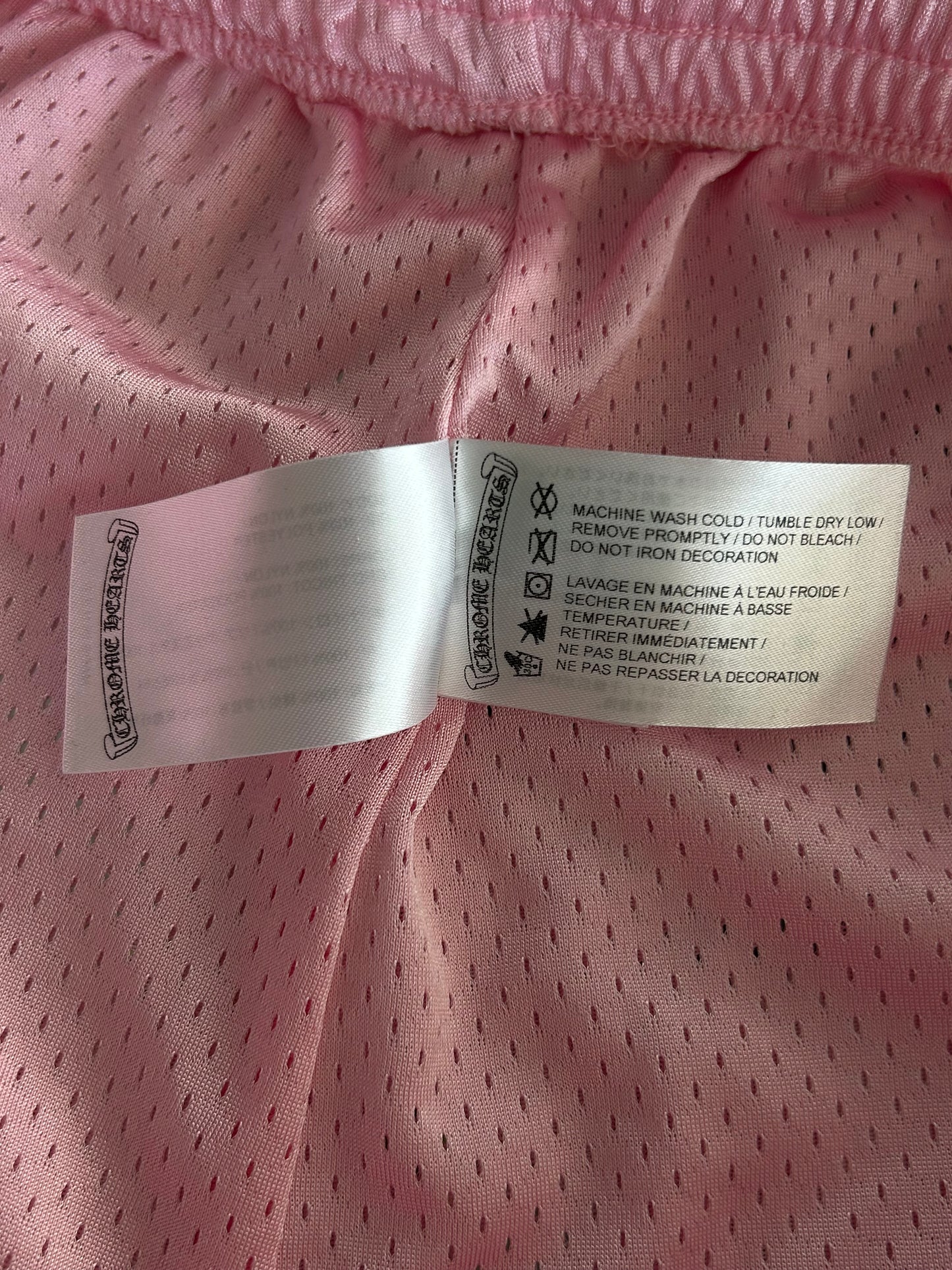 Chrome Hearts Pink & White ‘Love You’ Mesh Shorts