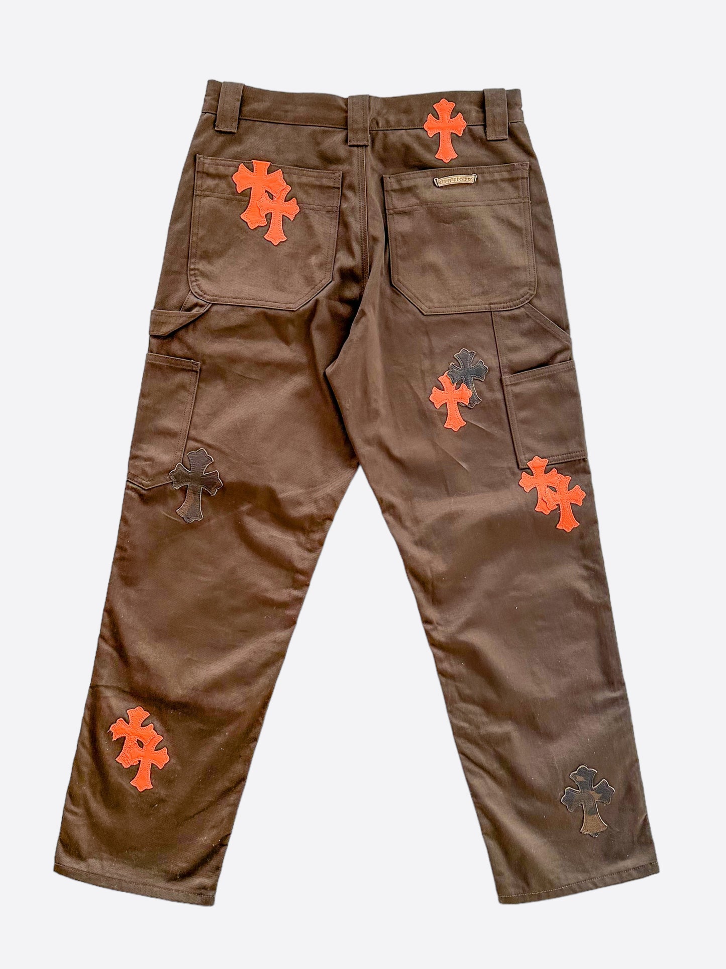 Chrome Hearts Brown & Orange Cross Patch Carpenter Jeans