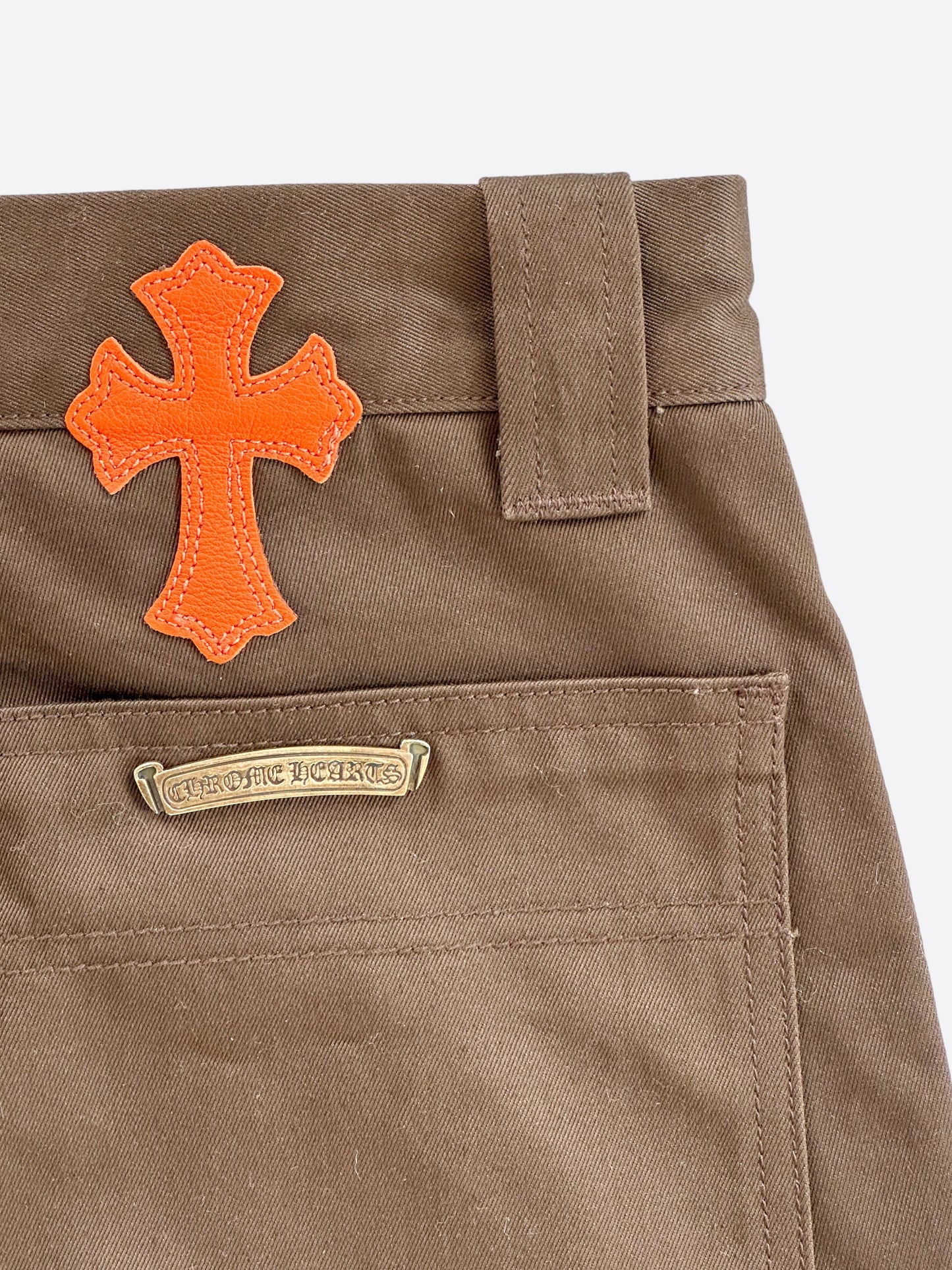 Chrome Hearts Brown & Orange Cross Patch Carpenter Jeans