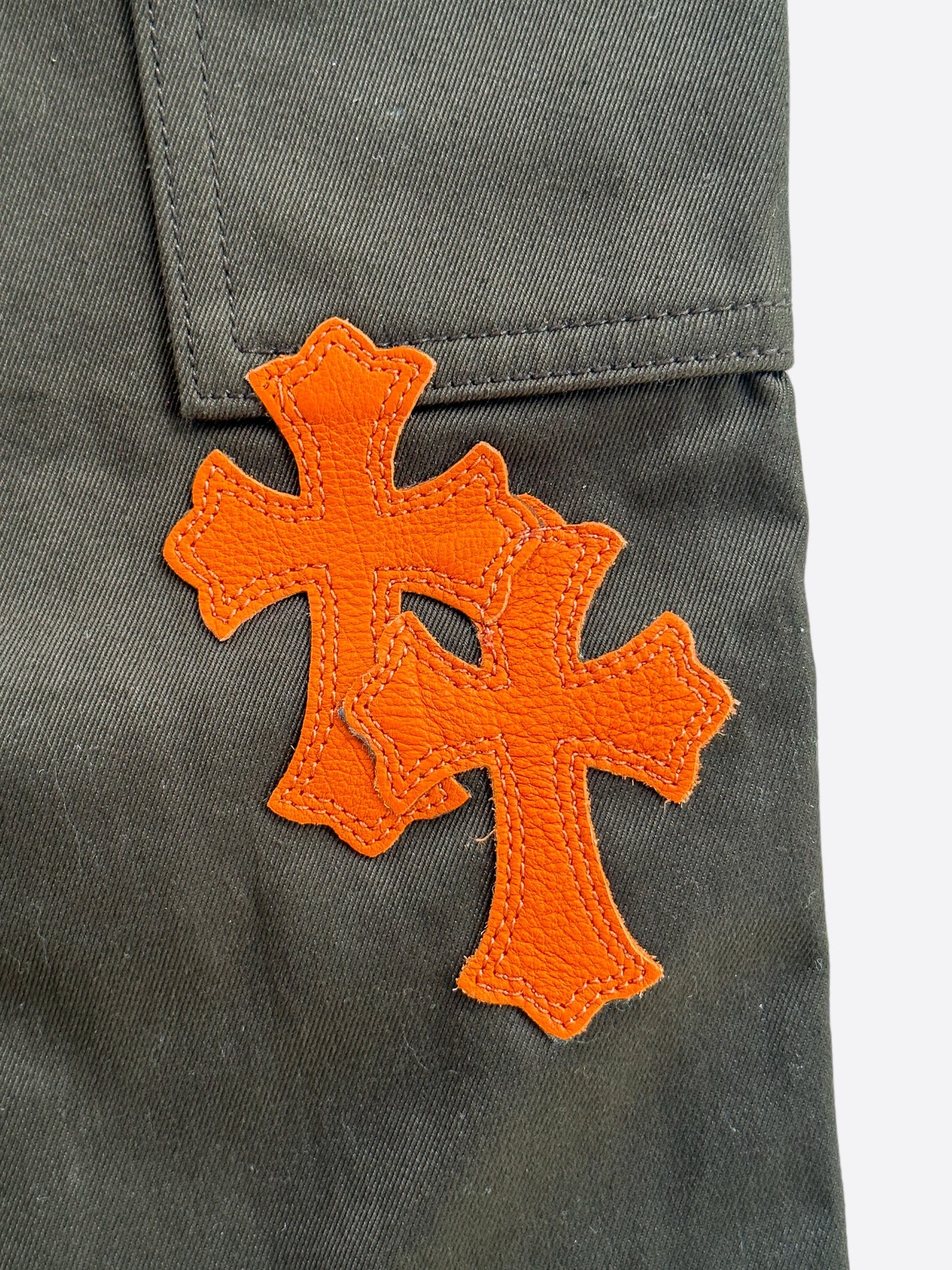 Chrome Hearts Brown & Orange Cross Patch Carpenter Jeans