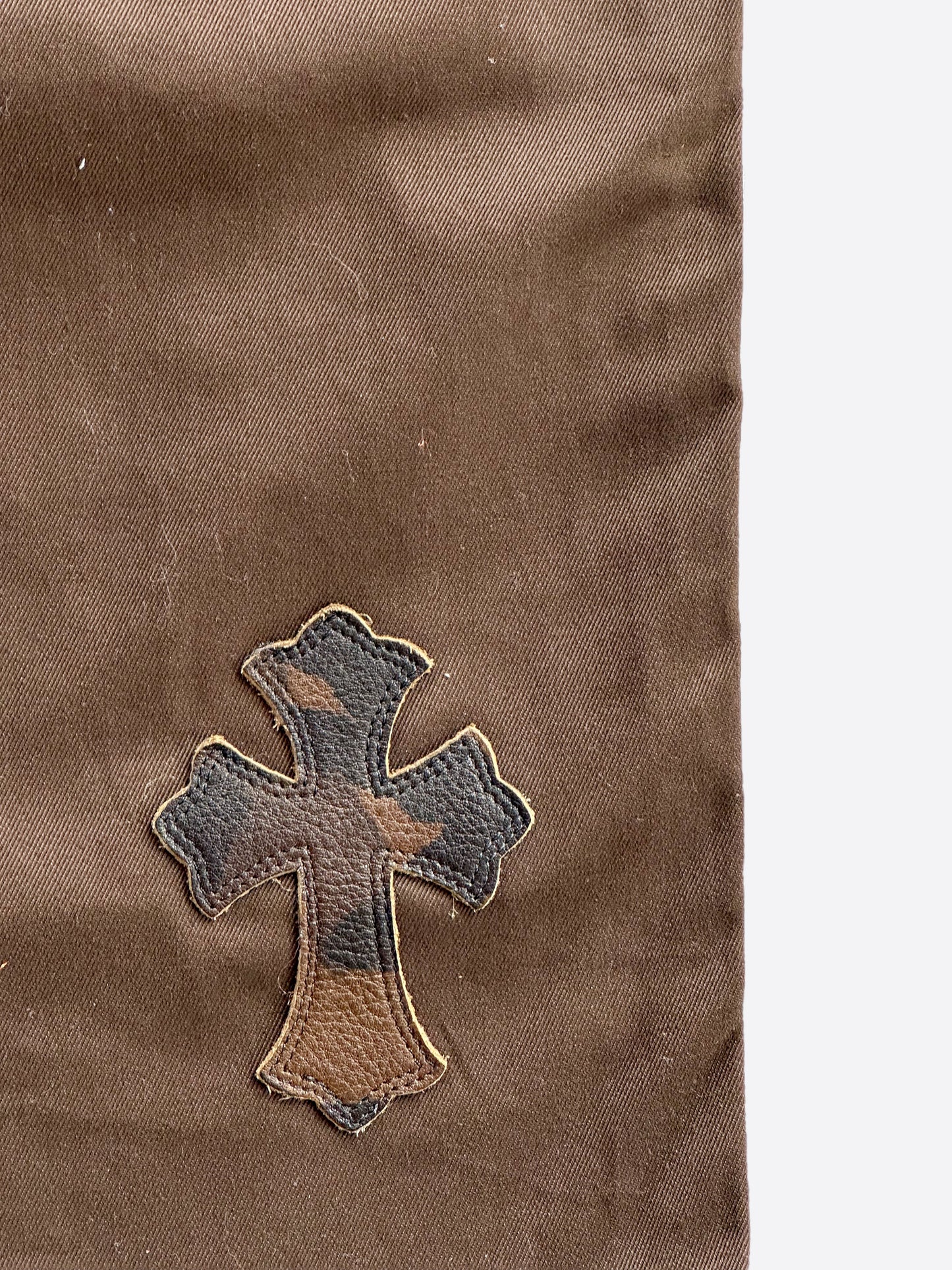 Chrome Hearts Brown & Orange Cross Patch Carpenter Jeans