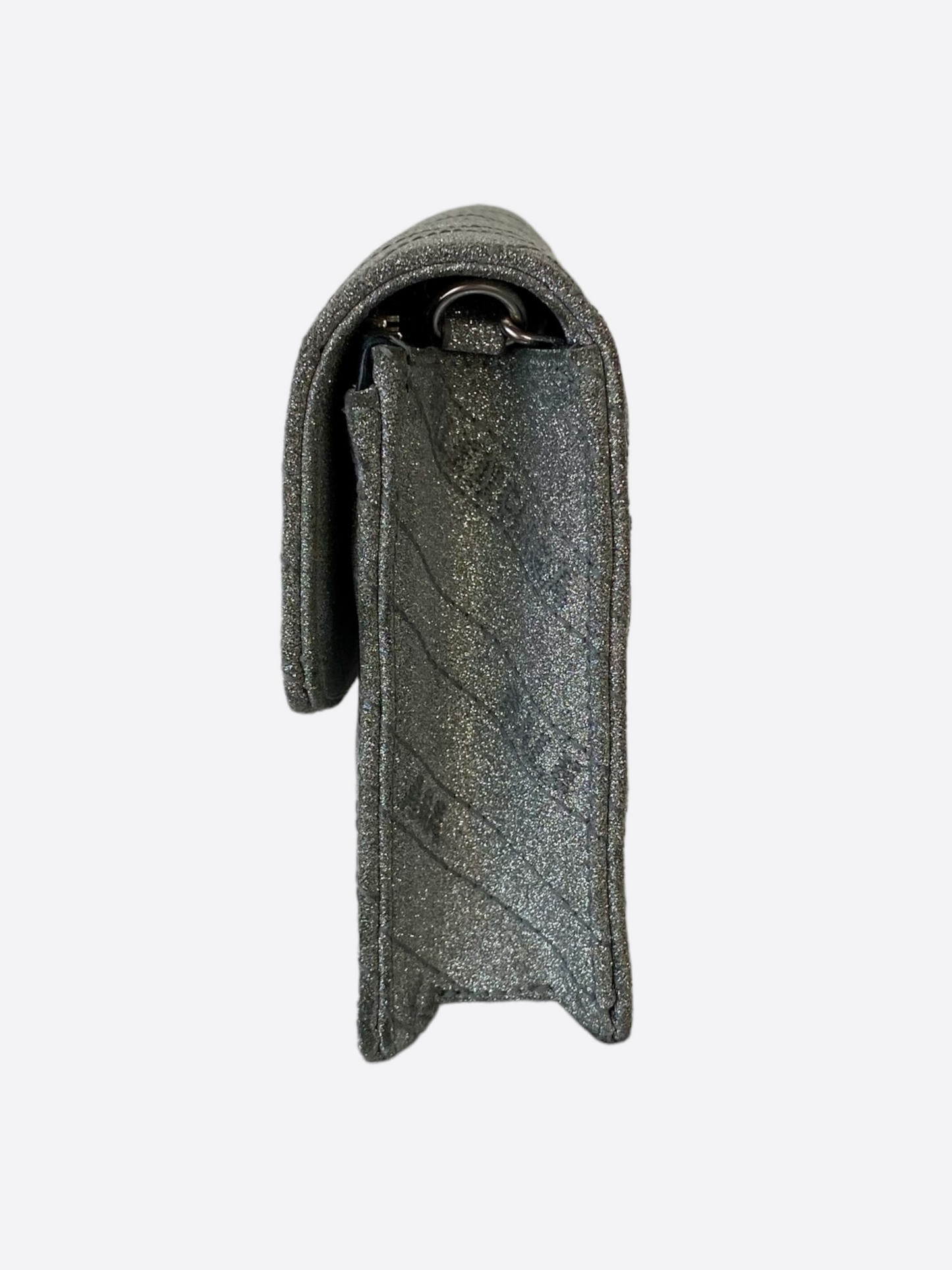 Balenciaga BB Silver Glitter Chain Wallet