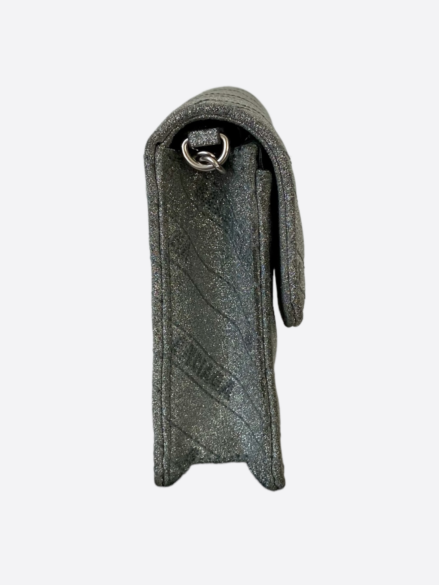 Balenciaga BB Silver Glitter Chain Wallet