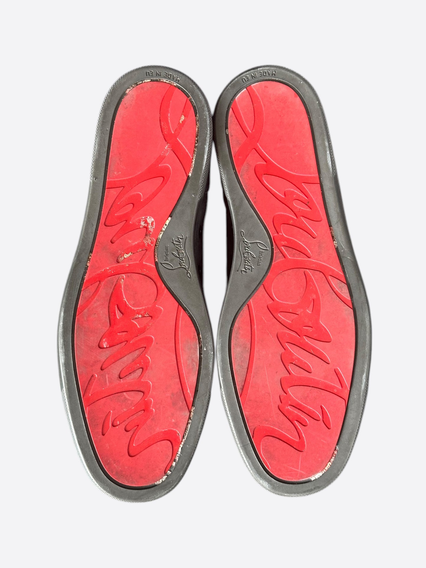 Christian Louboutin Grey Velour Junior Spikes Sneakers