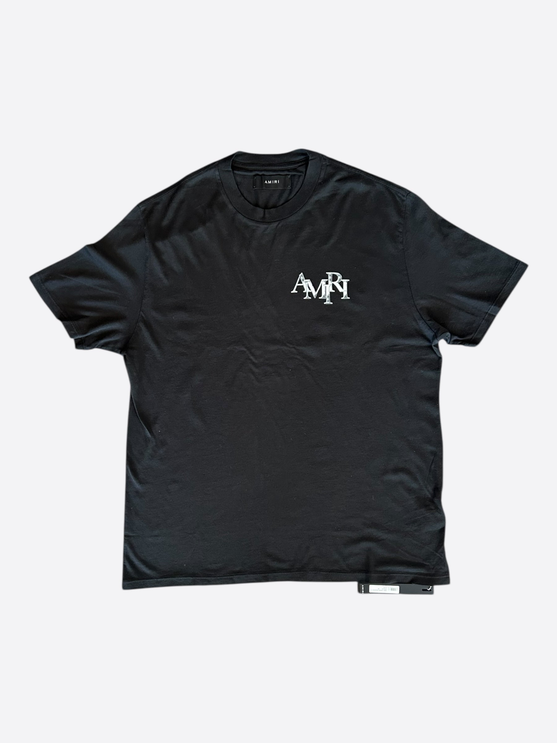 Amiri Black & Chrome Staggered Logo T-Shirt – Savonches