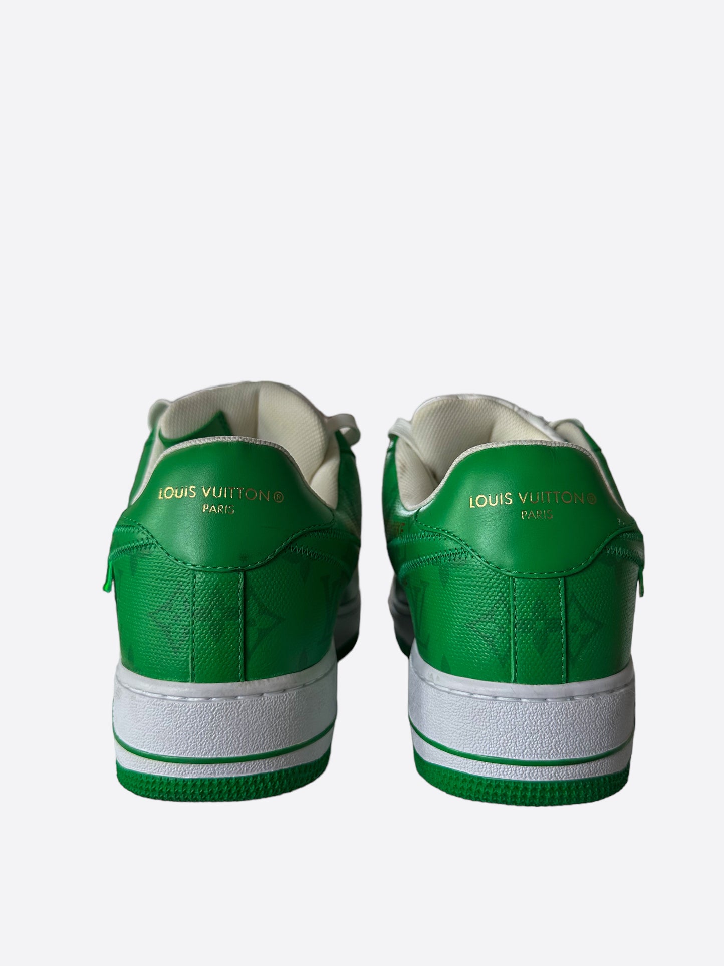 Louis Vuitton Green & White Air Force 1 Monogram Sneakers
