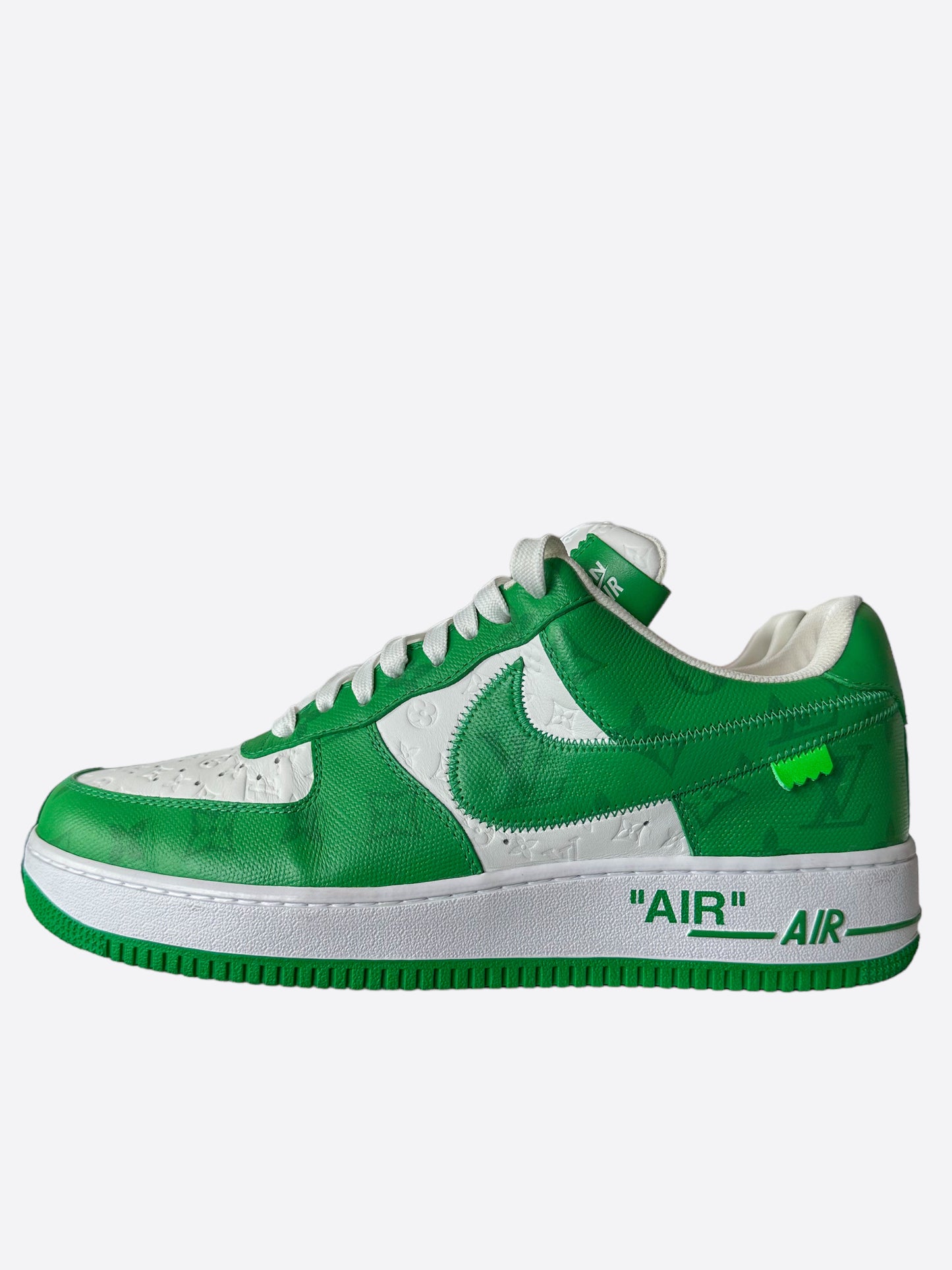 Louis Vuitton Green & White Air Force 1 Monogram Sneakers