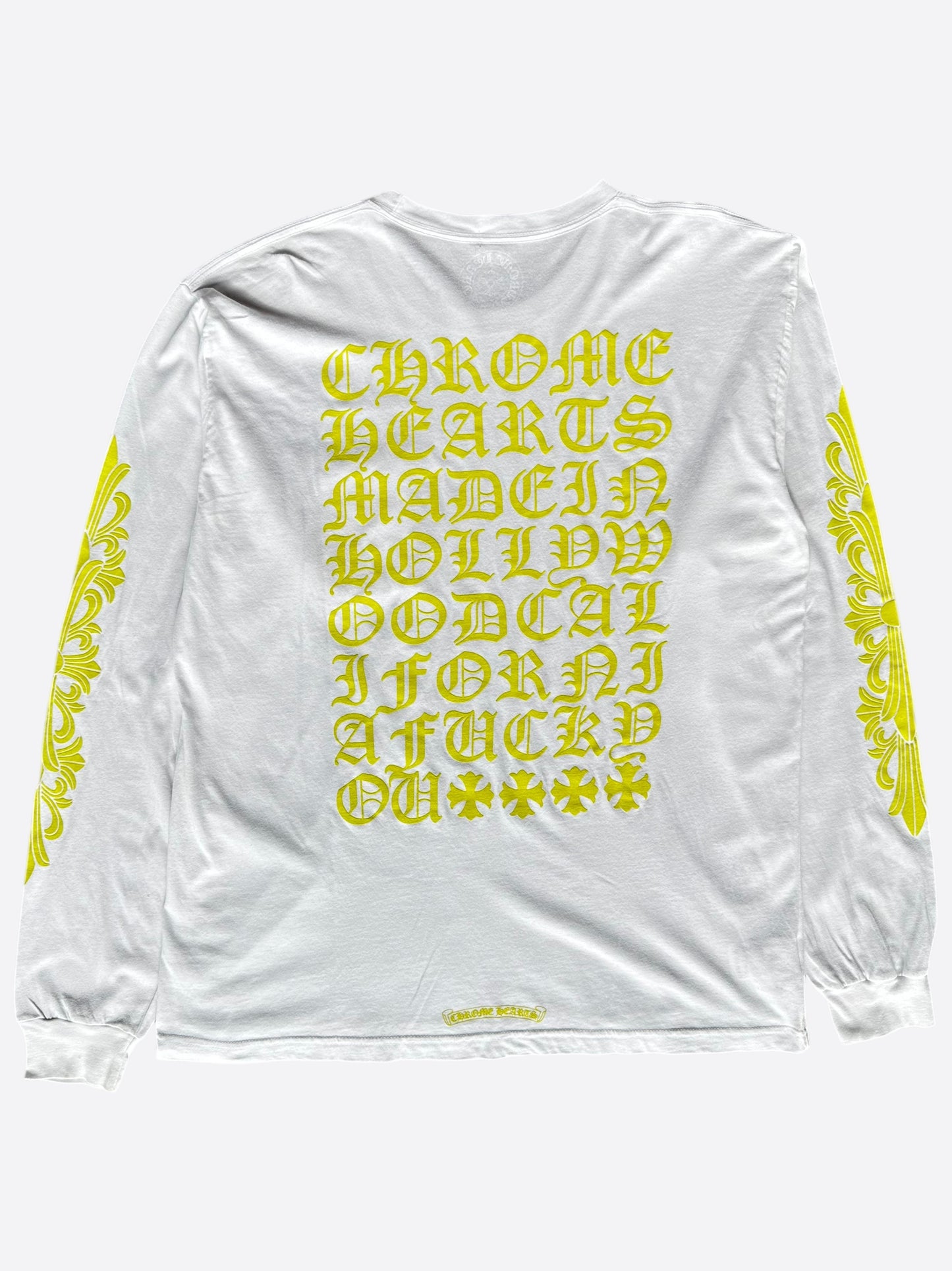 Chrome Hearts White & Yellow Made In Hollywood Longsleeve T-Shirt