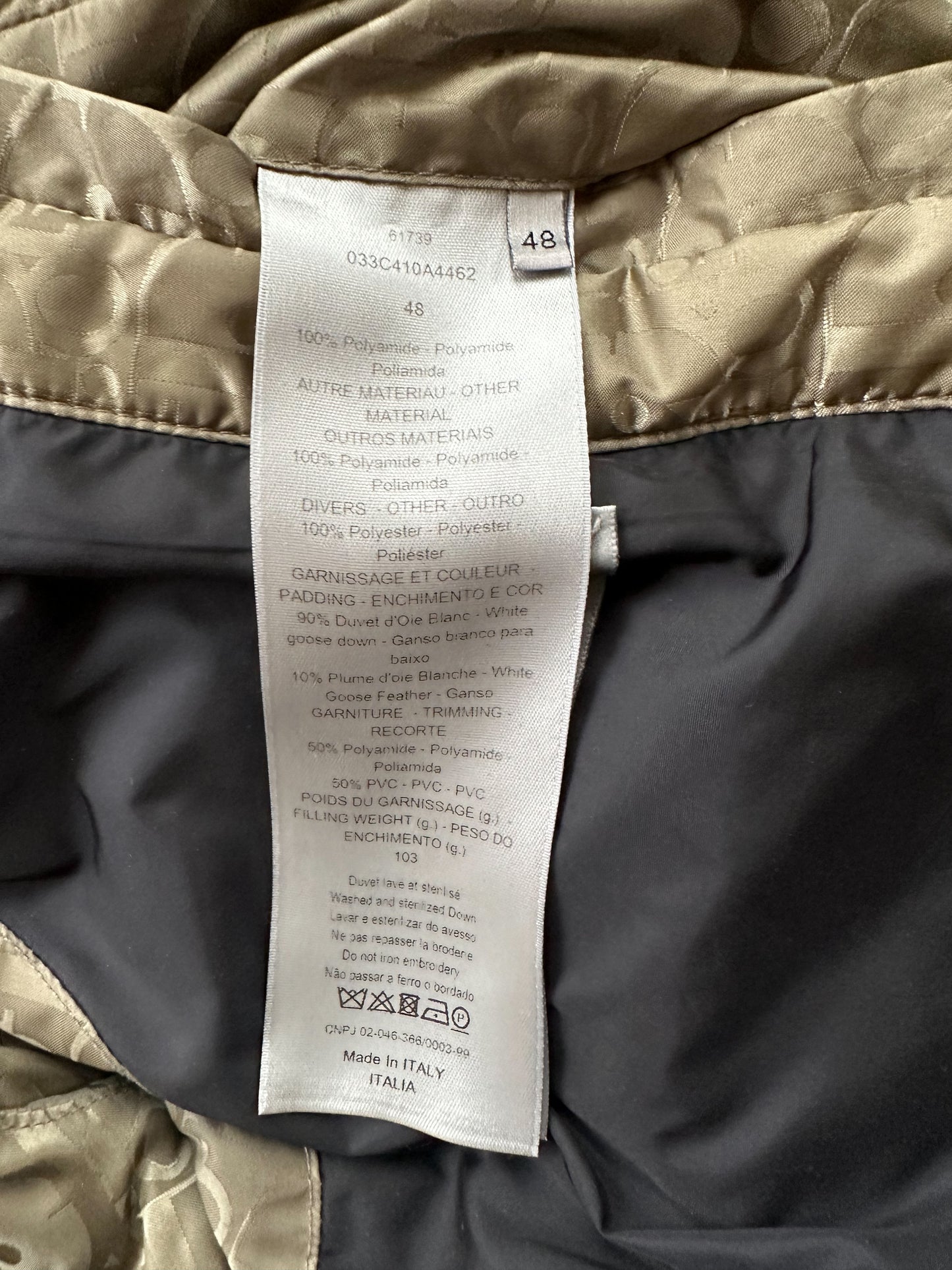 Dior Olive Oblique Puffer Vest