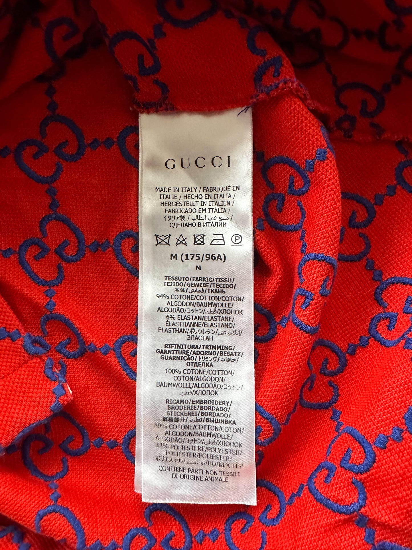 Gucci Red & Blue GG Monogram Polo T-Shirt