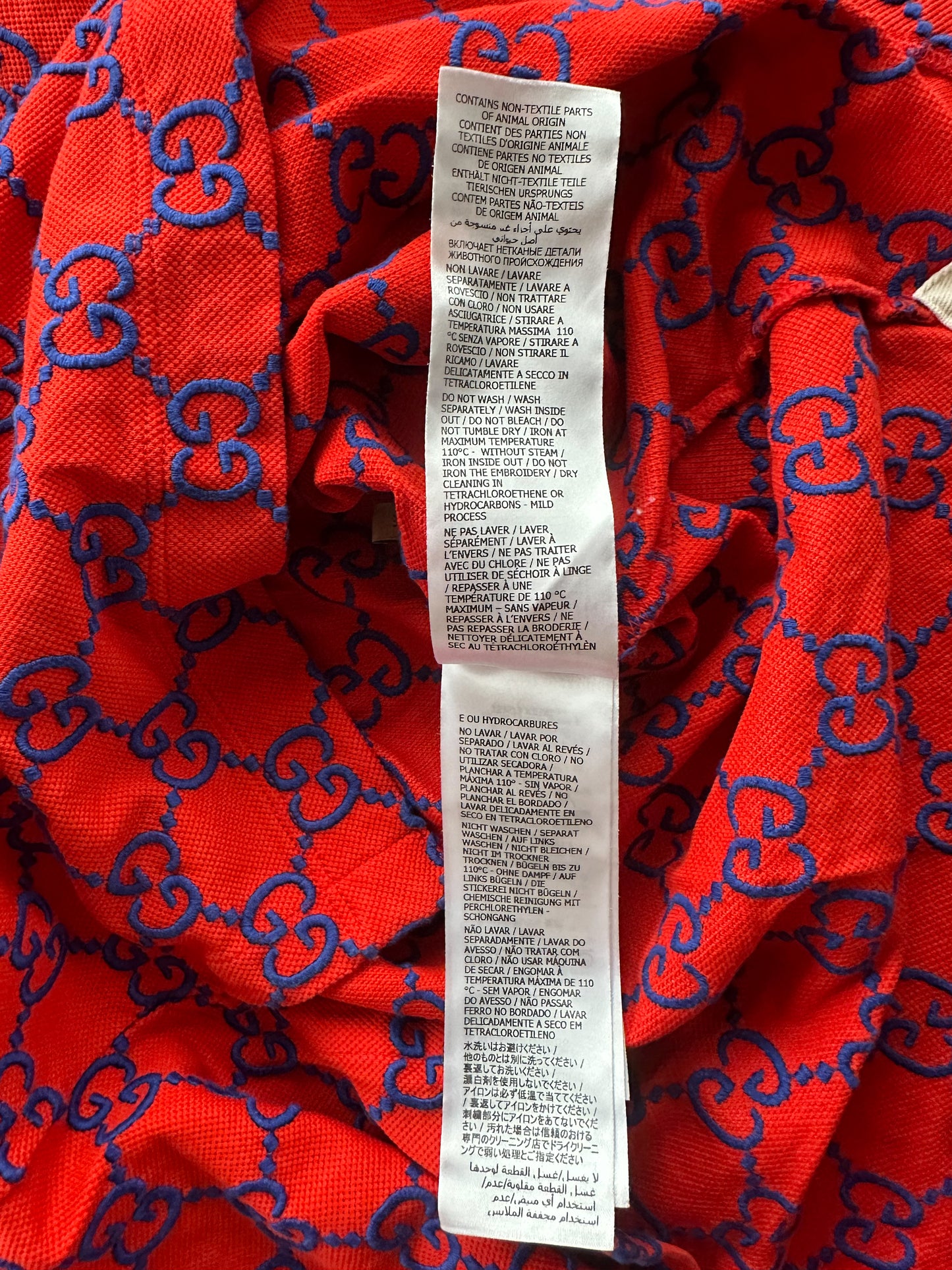 Gucci Red & Blue GG Monogram Polo T-Shirt