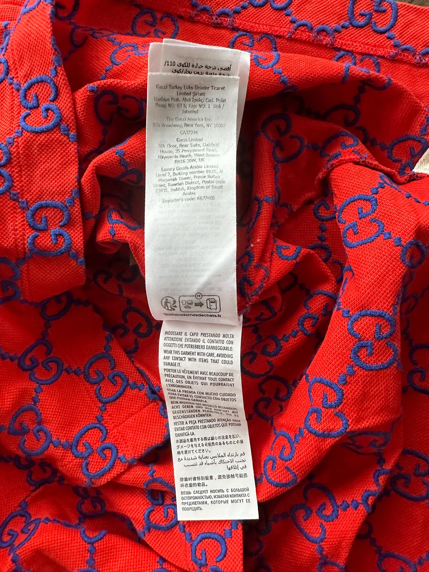 Gucci Red & Blue GG Monogram Polo T-Shirt