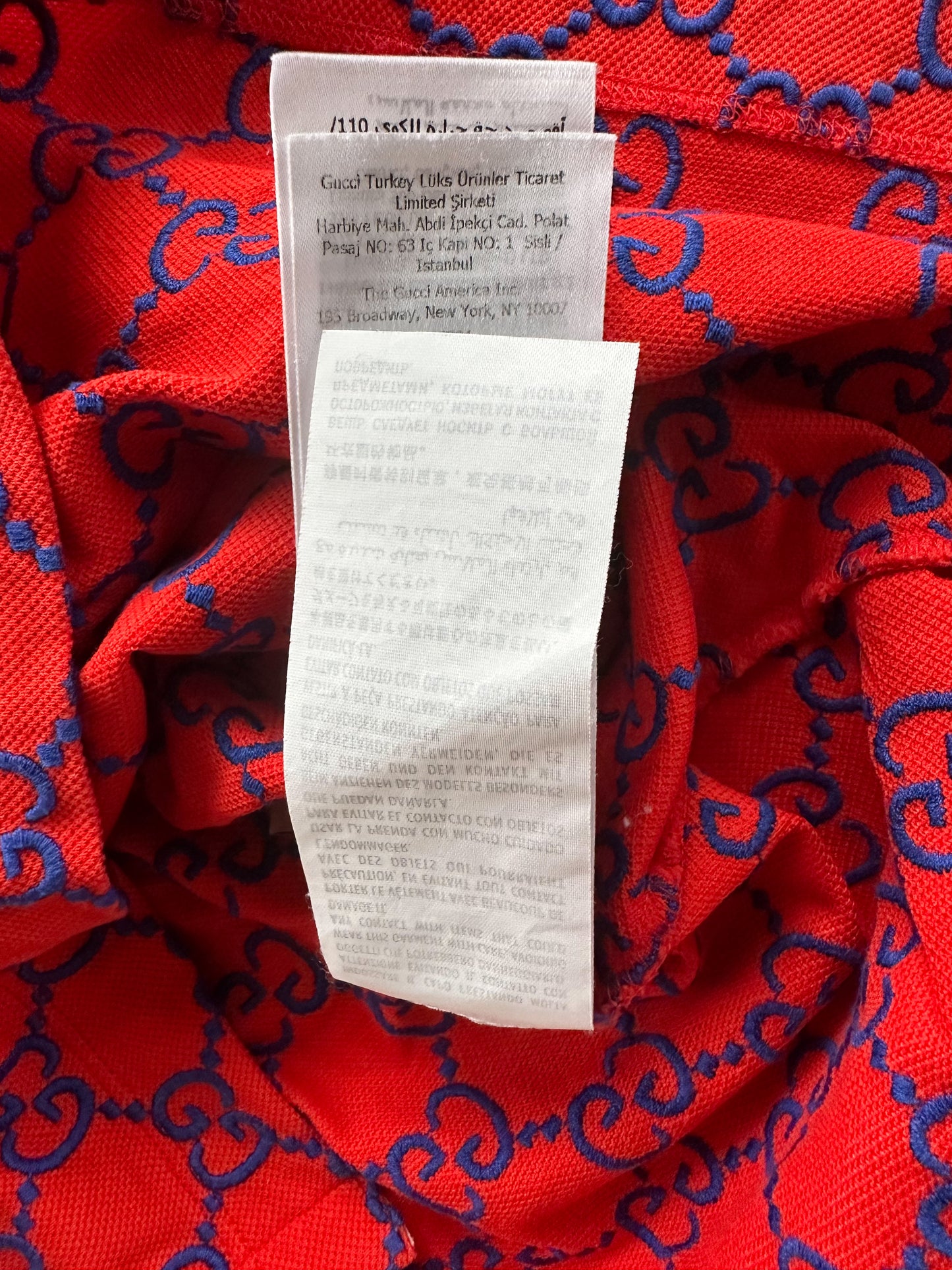Gucci Red & Blue GG Monogram Polo T-Shirt