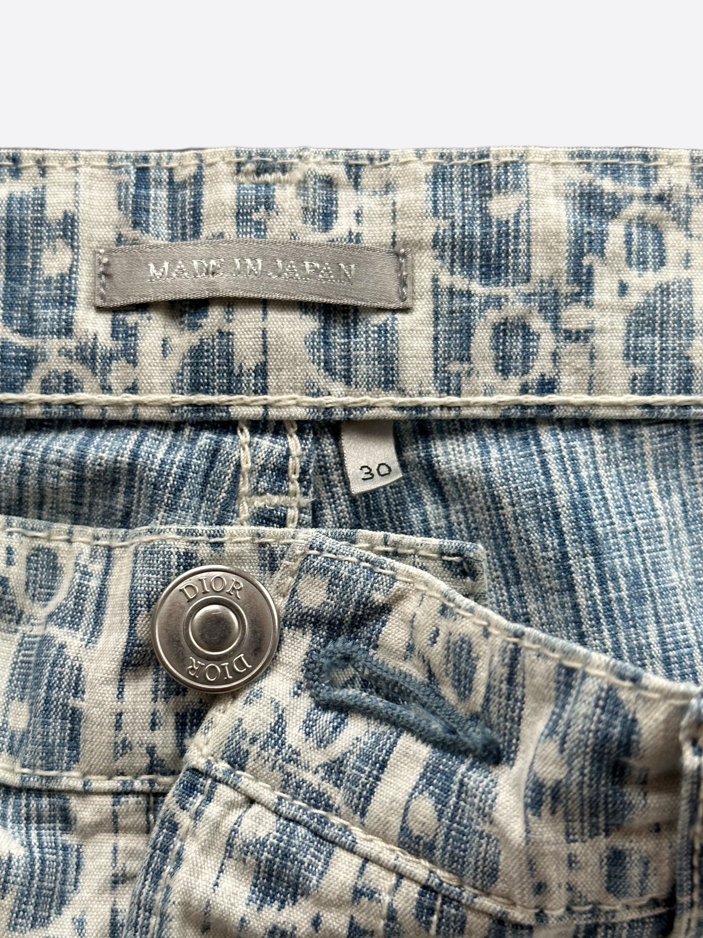 Dior Blue & White Oblique Slim Jeans