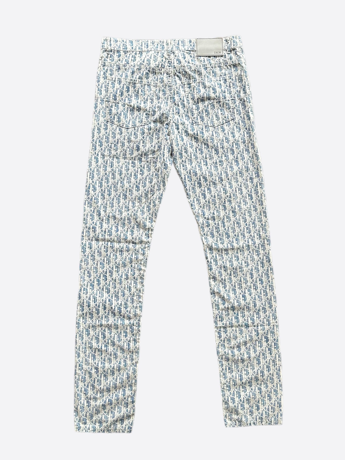 Dior Blue & White Oblique Slim Jeans