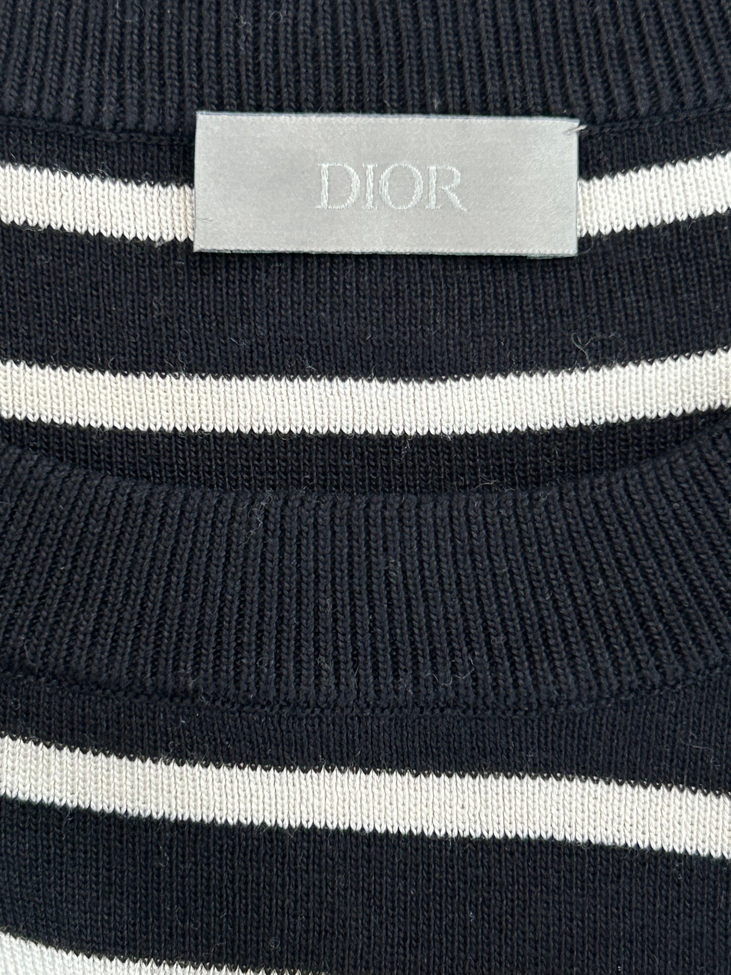 Dior Black & White Striped Logo T-Shirt