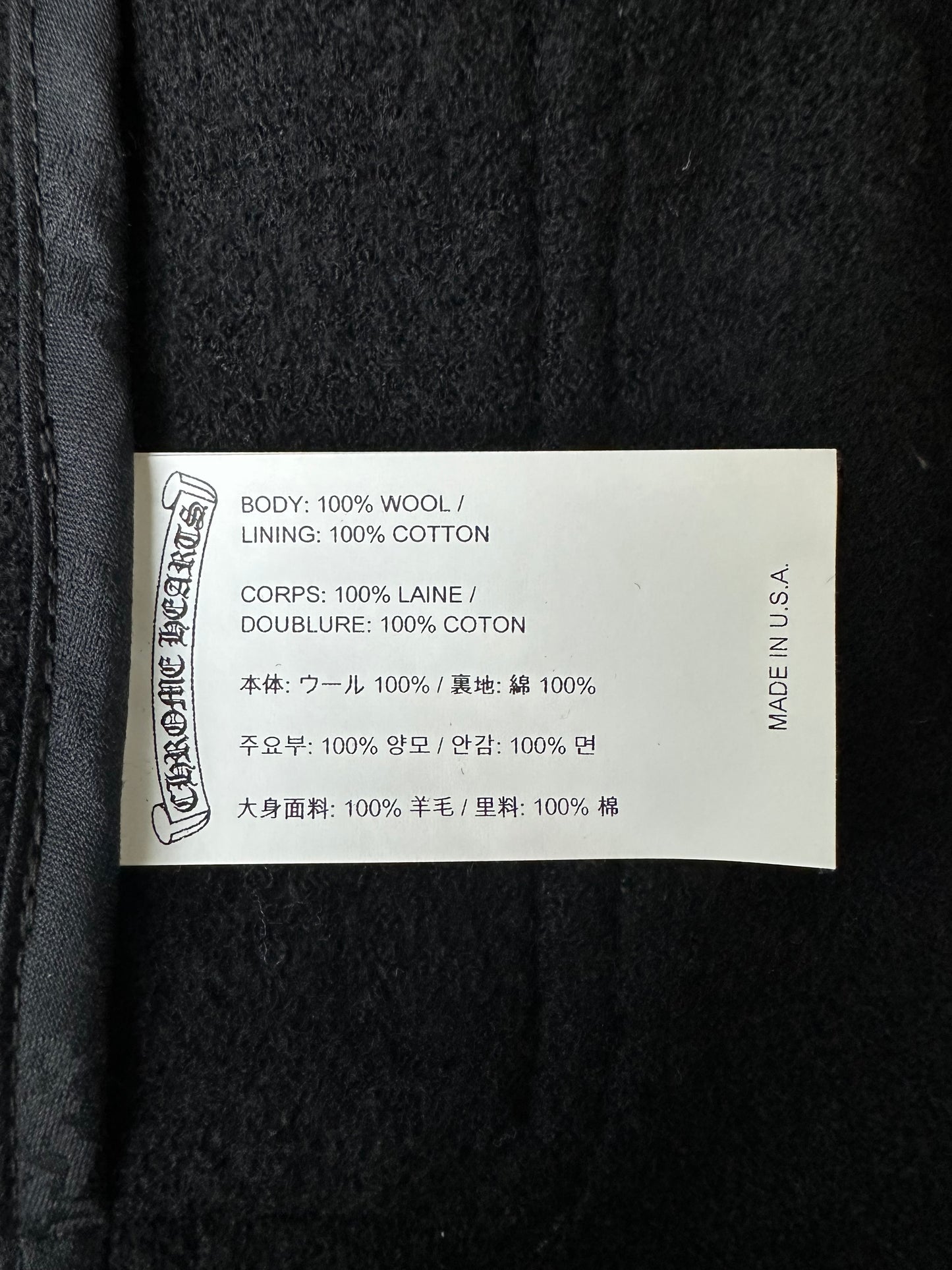 Chrome Hearts Black Wool Lola Coat