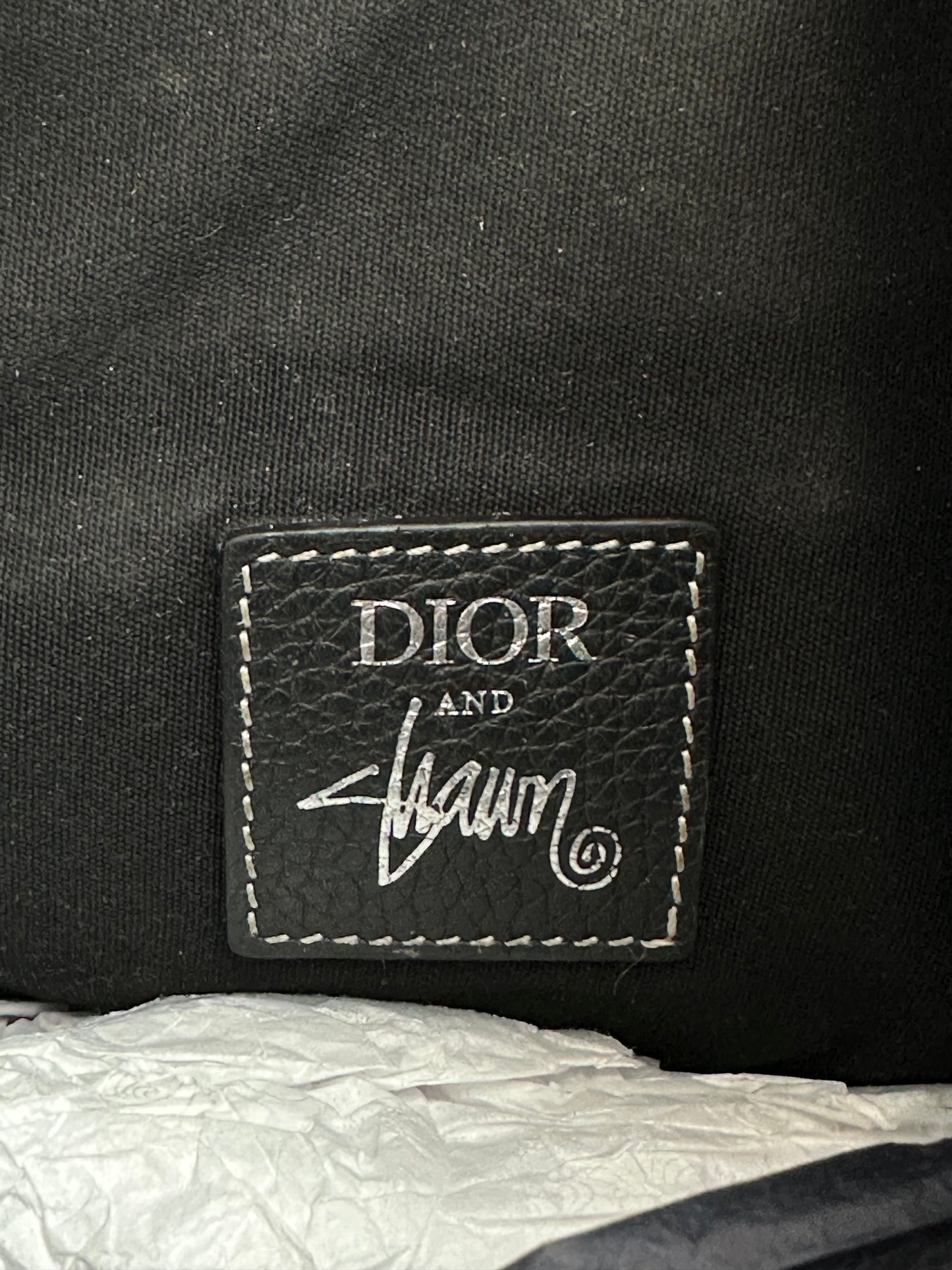 Dior Stussy Black Bee Logo Saddle Bag