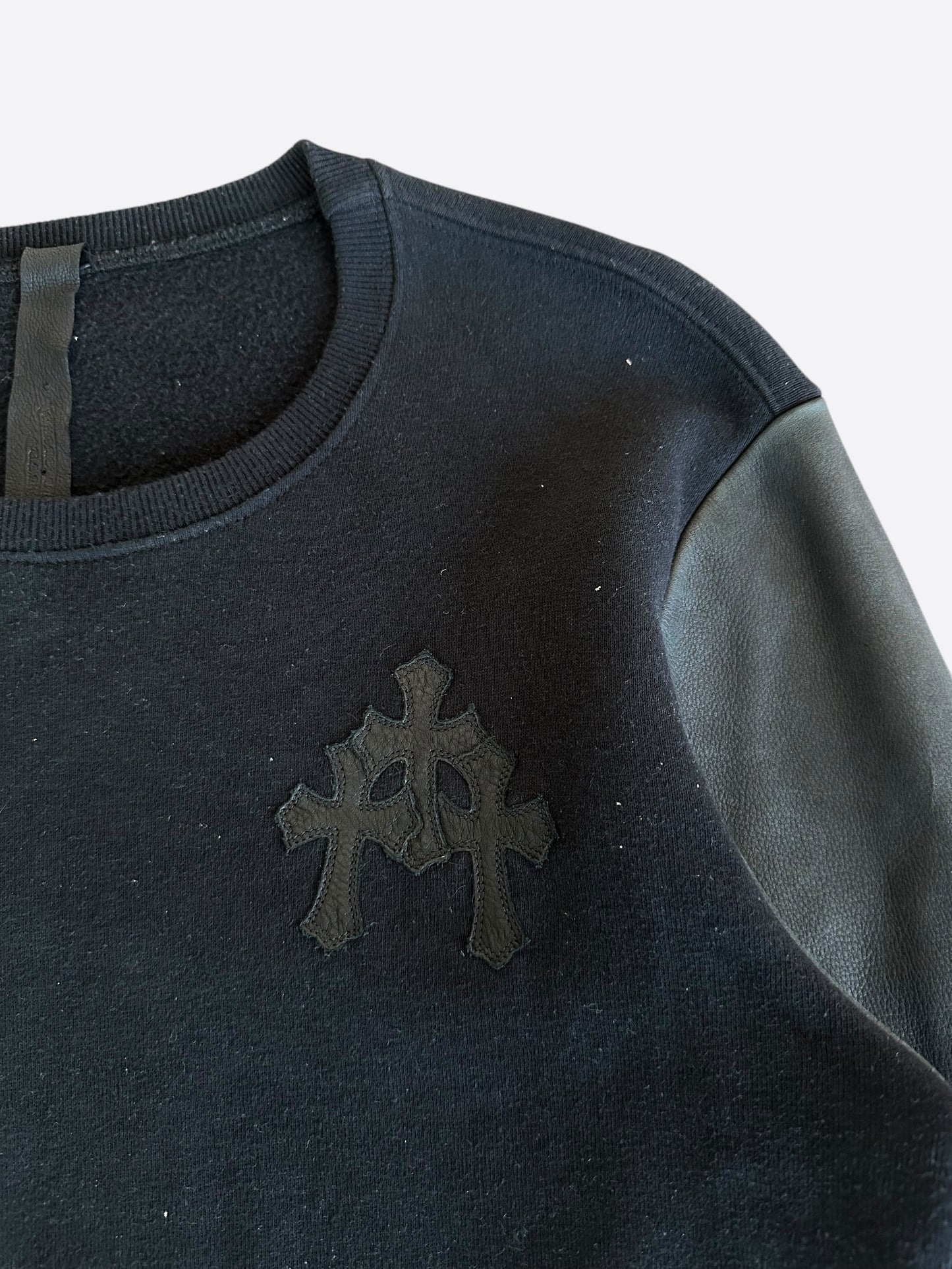 Chrome Hearts Black Leather Triple Cross Sweater