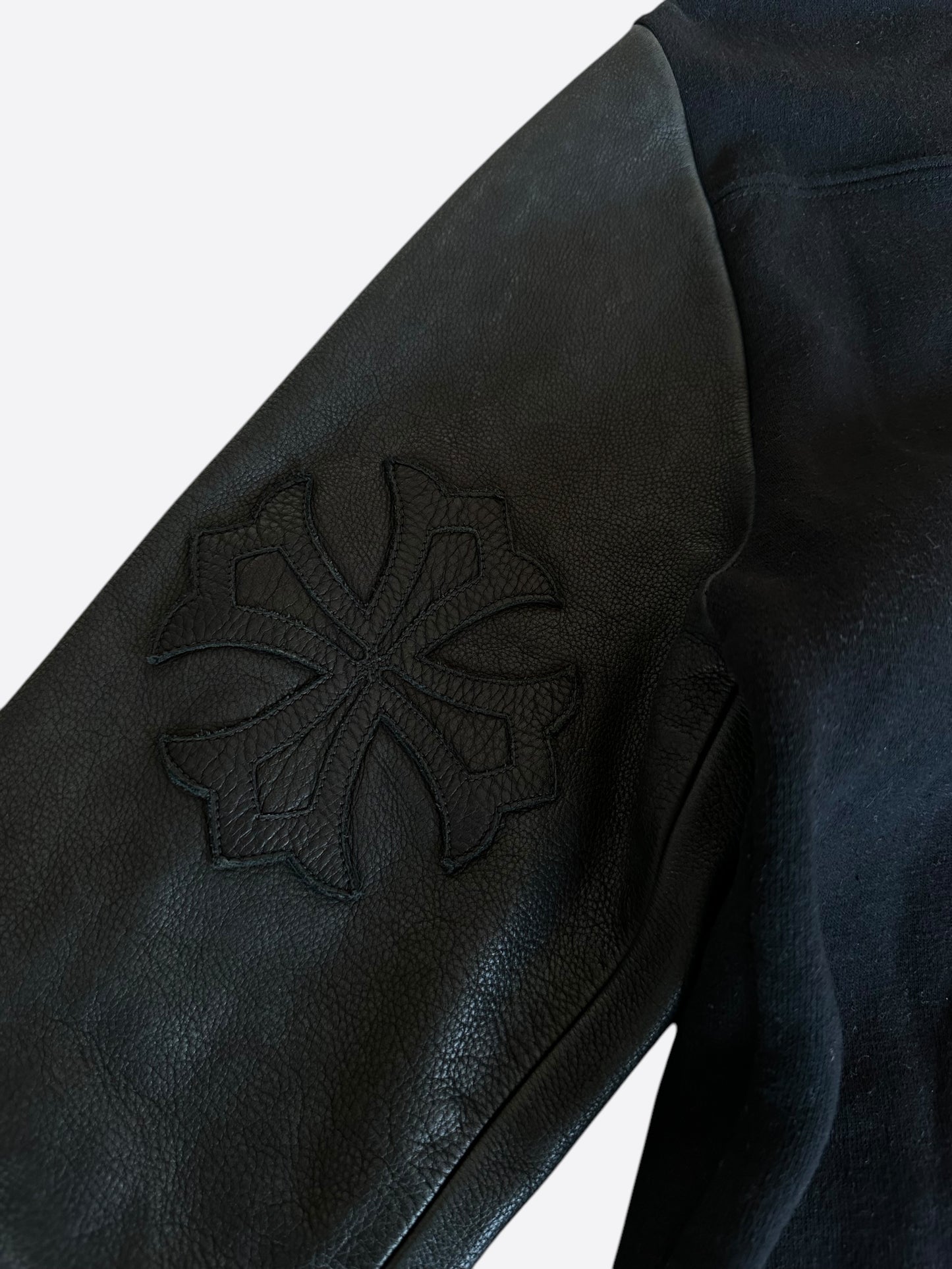 Chrome Hearts Black Leather Triple Cross Sweater