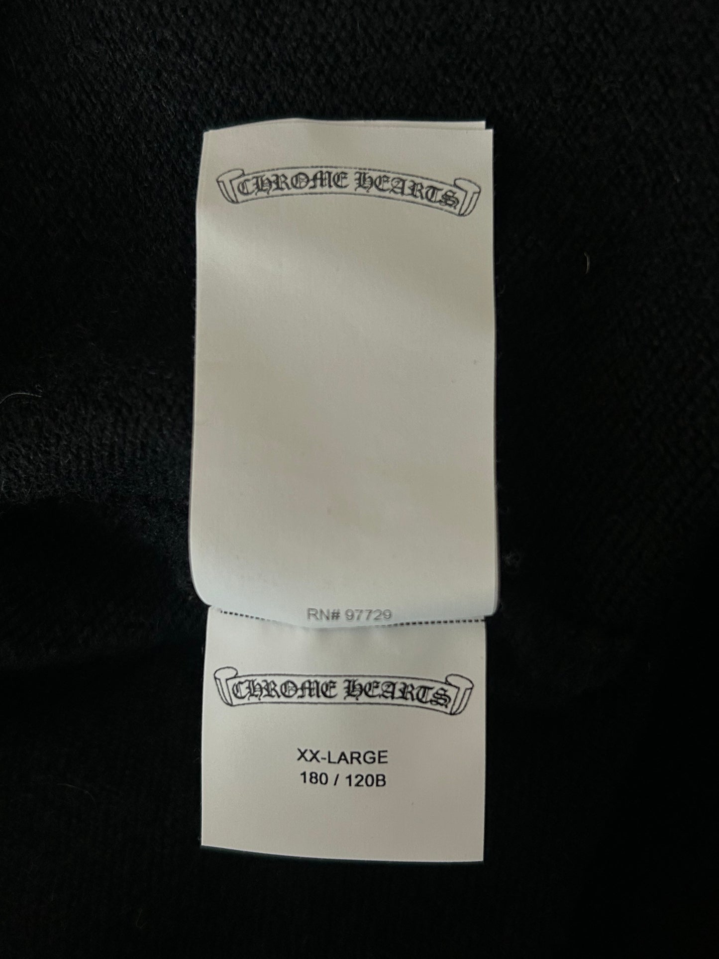 Chrome Hearts Black & White Leather Triple Cross Patch Cashmere Hoodie