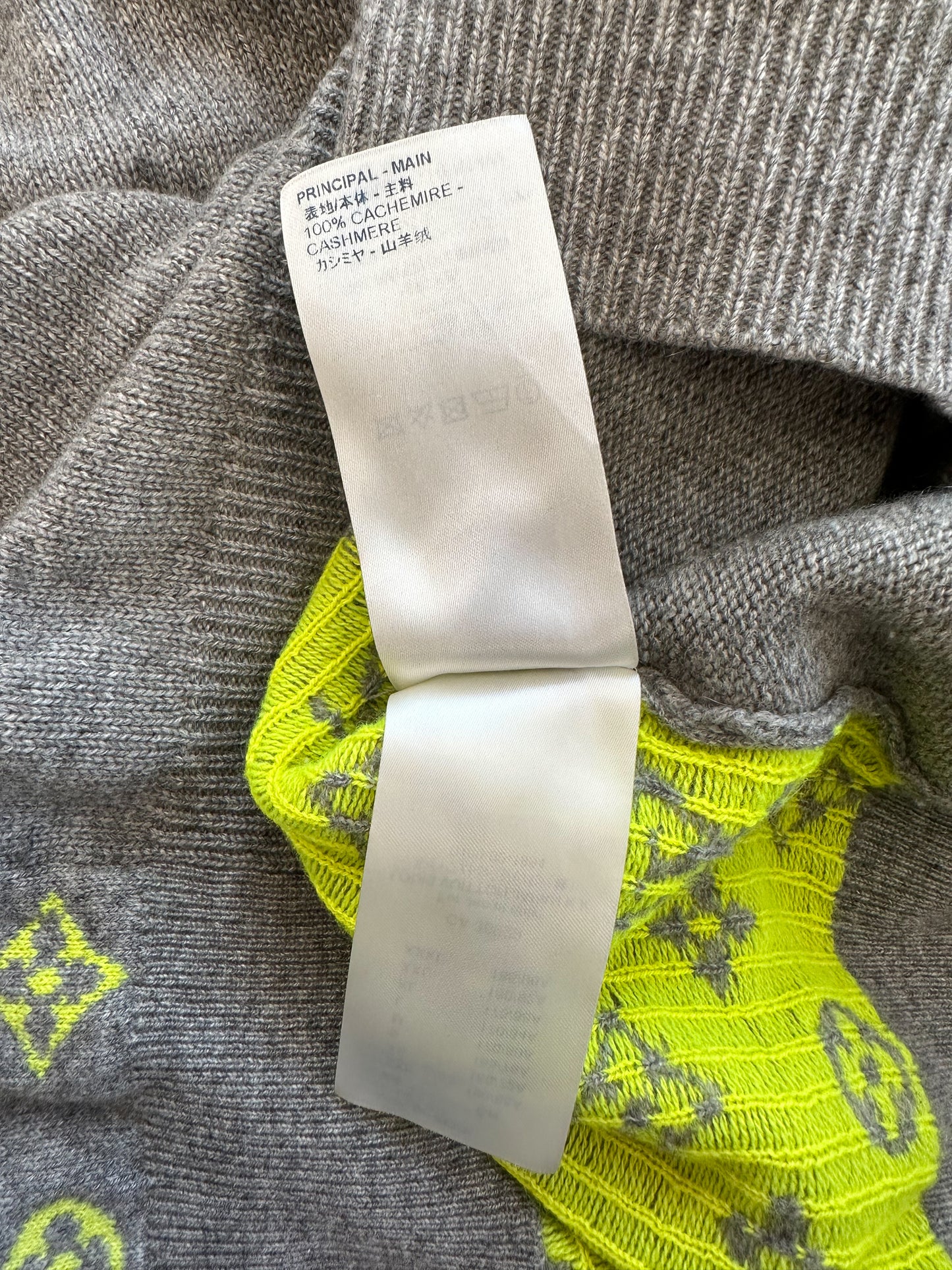 Louis Vuitton Grey & Yellow Half Monogram Cashmere Sweater
