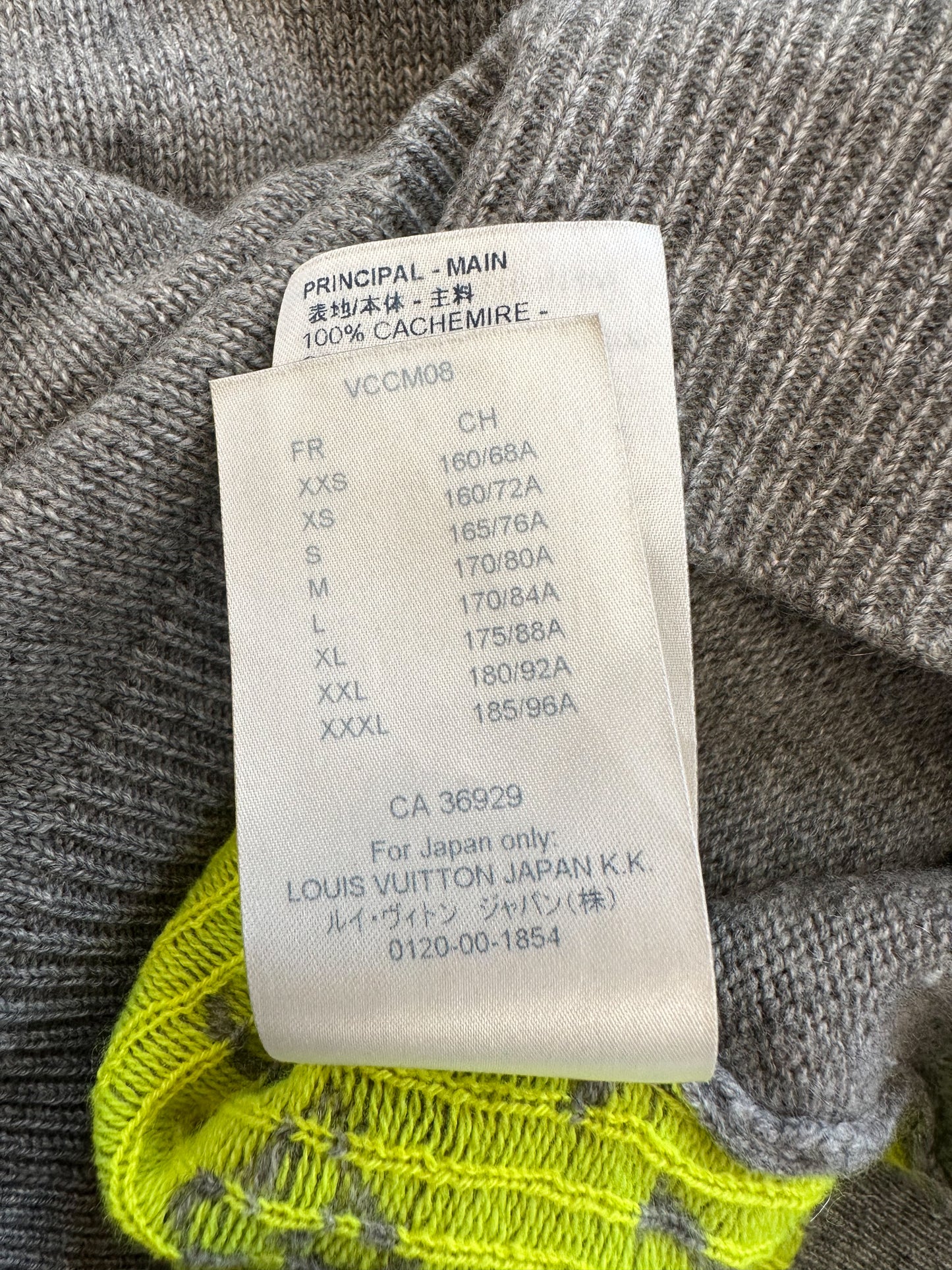 Louis Vuitton Grey & Yellow Half Monogram Cashmere Sweater