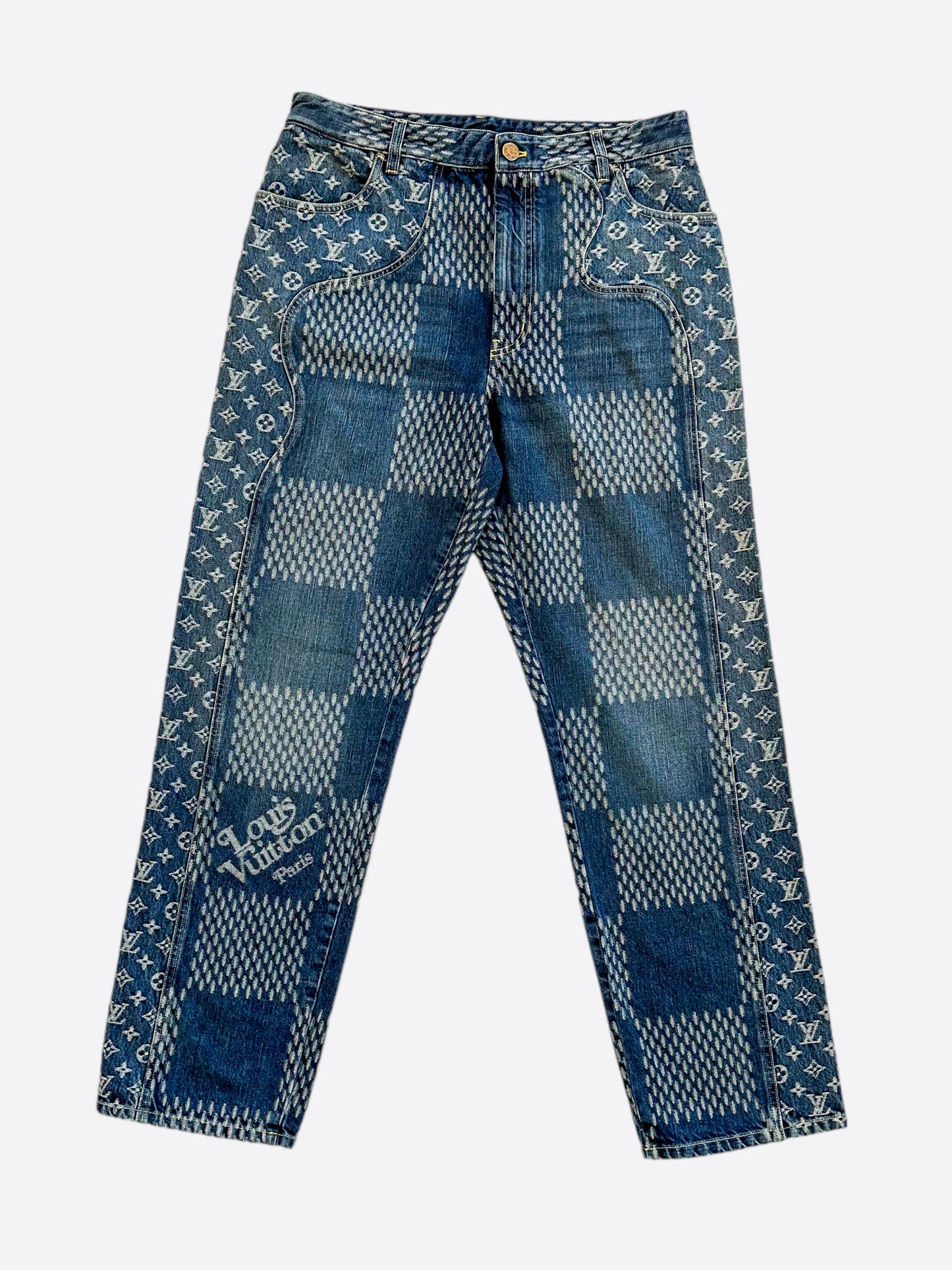 Louis Vuitton Nigo Blue Monogram Baggy Jeans