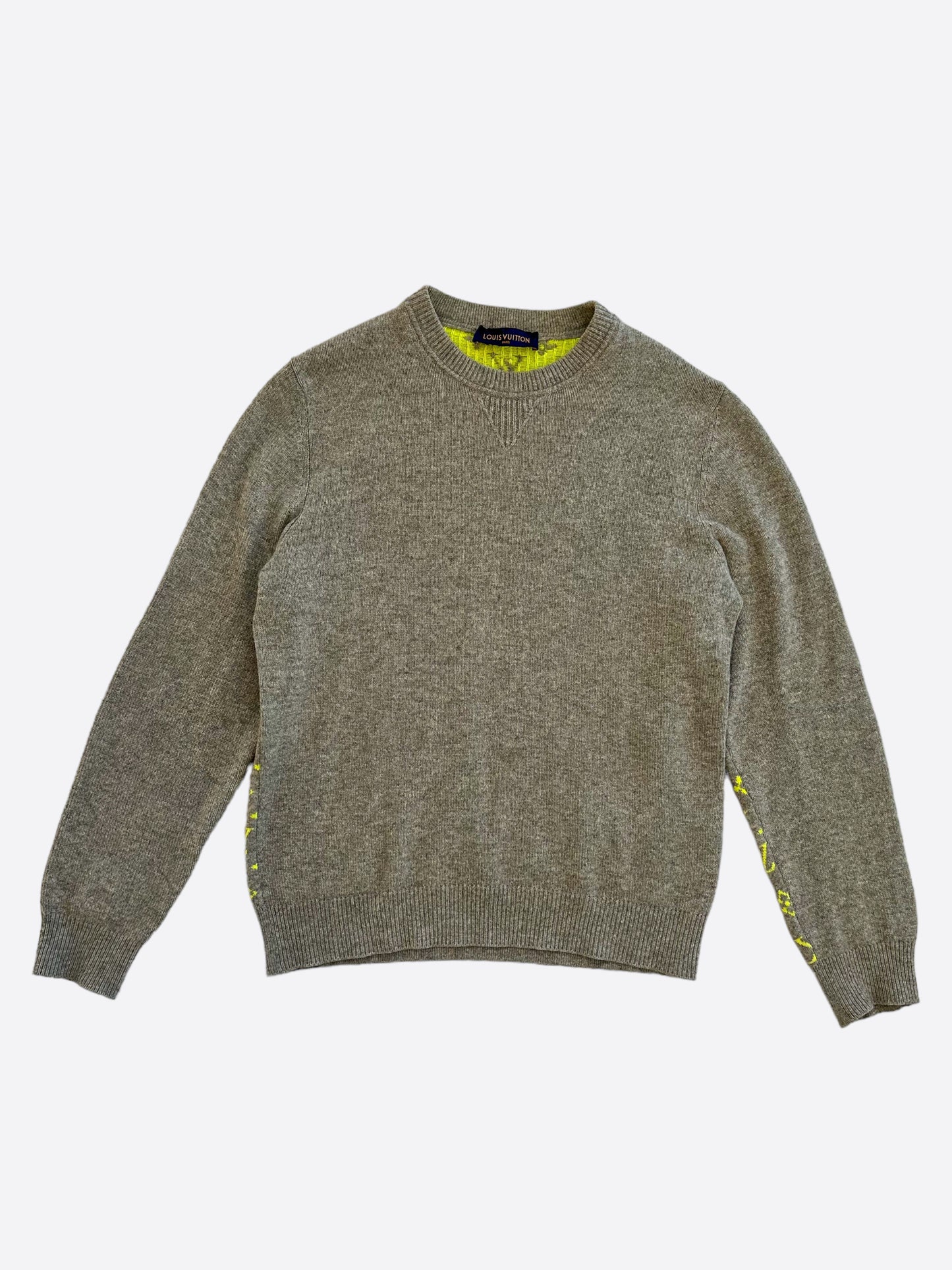 Louis Vuitton Grey & Yellow Half Monogram Cashmere Sweater