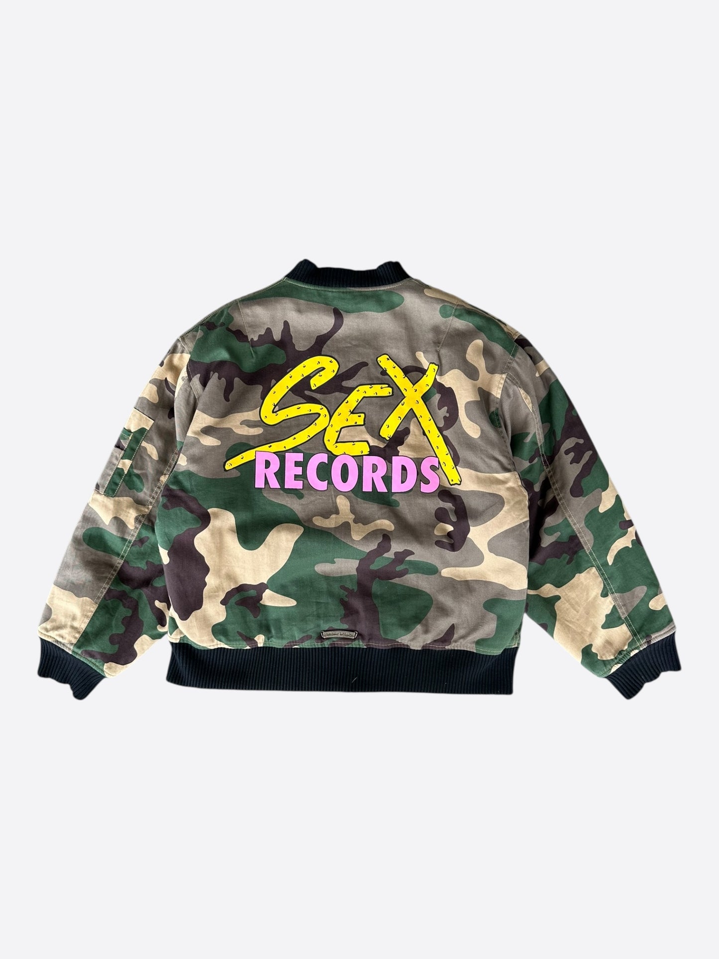 Chrome Hearts Green Camouflage Sex Records Bomber Jacket