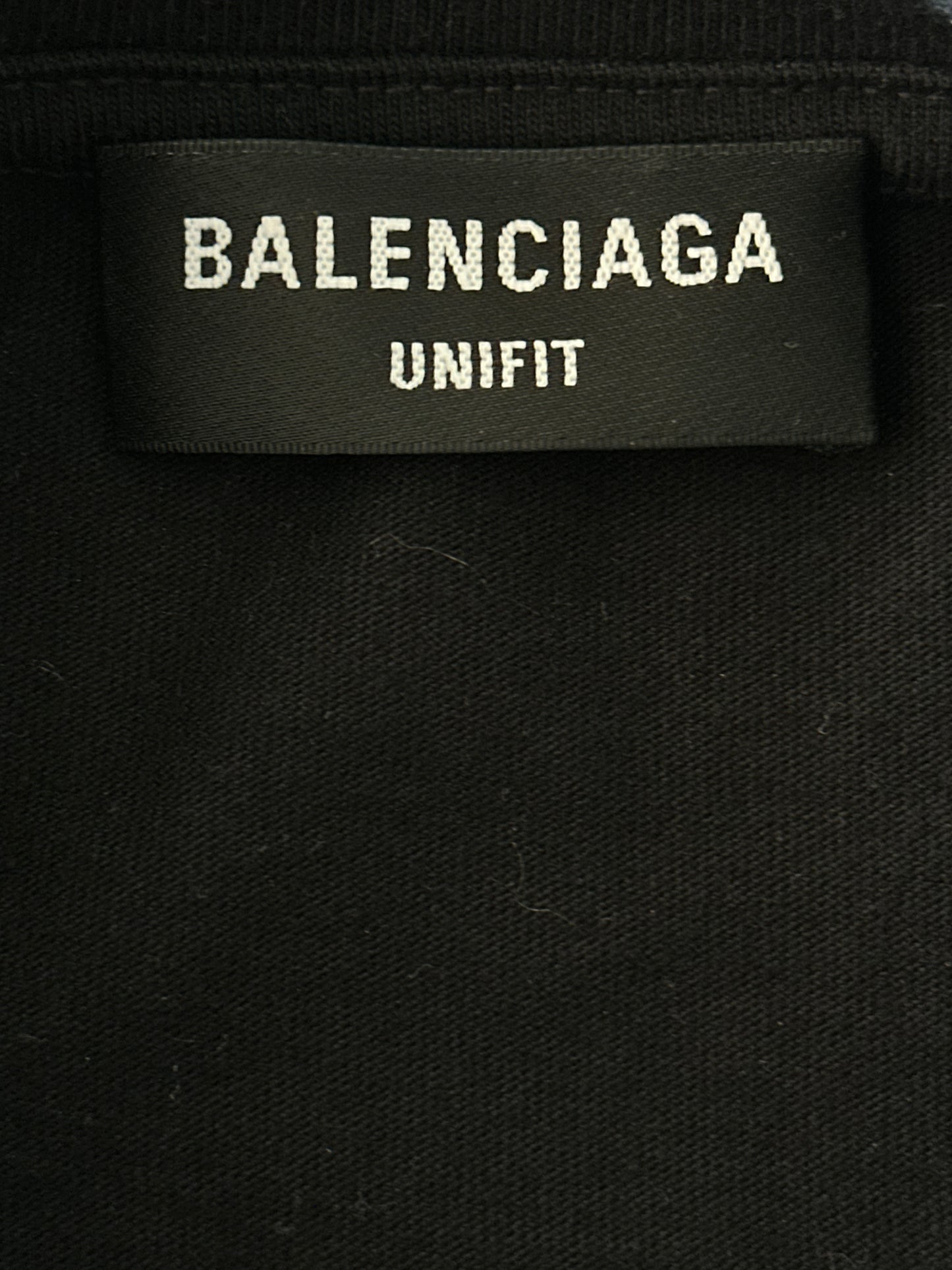 Balenciaga Black & White Waterfall Logo T-Shirt