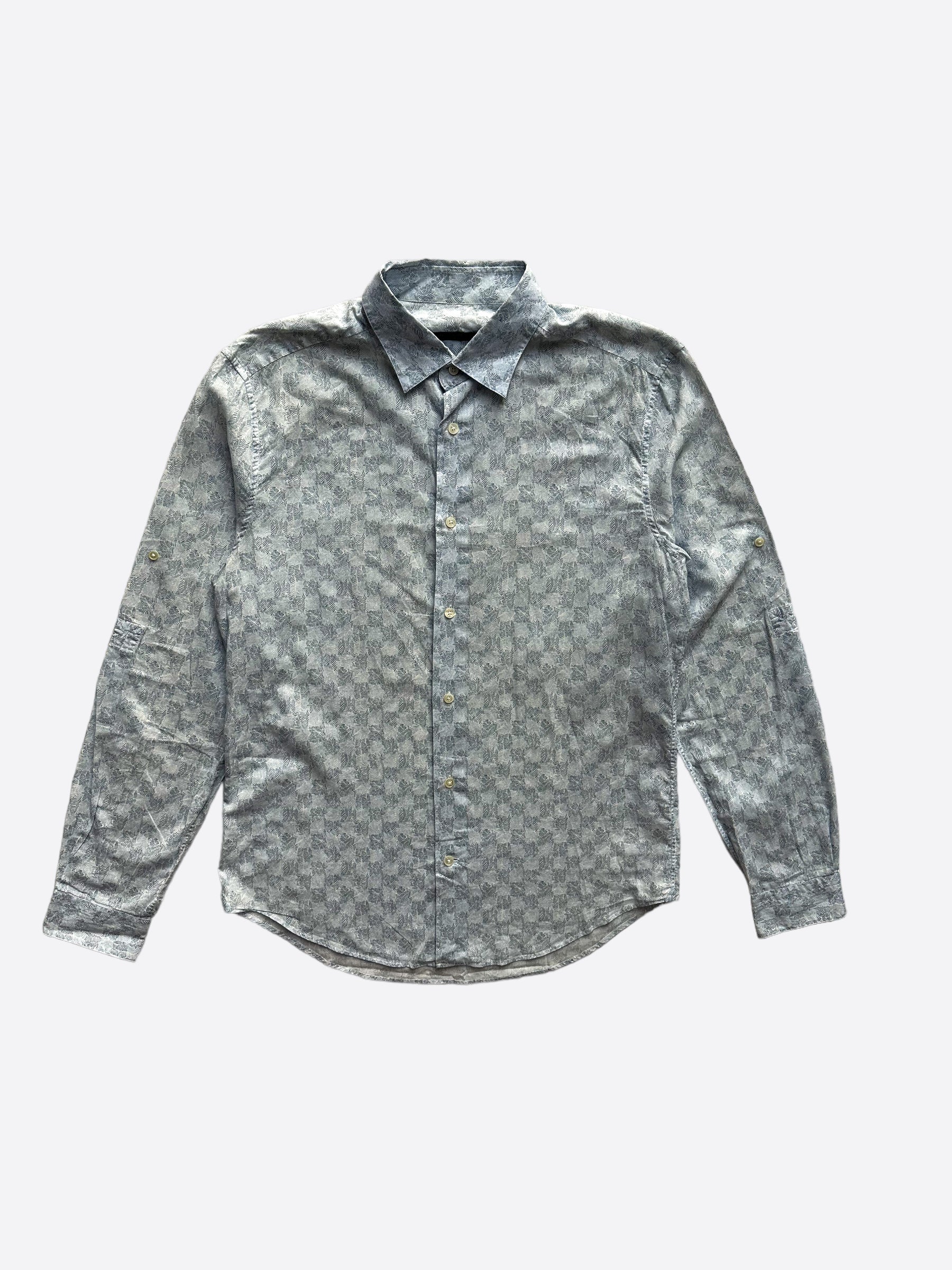 Louis Vuitton Light Blue Damier Button Up Shirt Louis Vuitton Light Blue Damier Button Up Shirt
