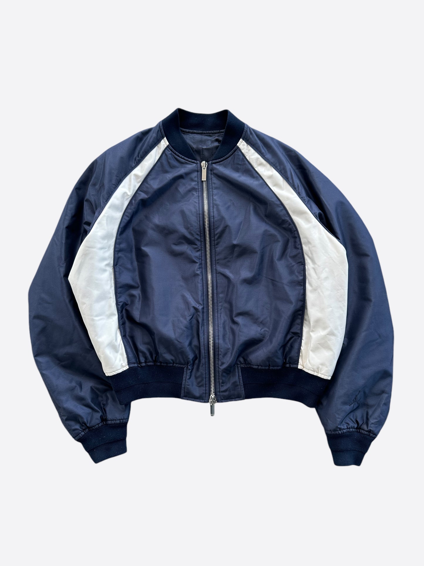 Dior Air Jordan Navy & White Embroidered Silk Bomber