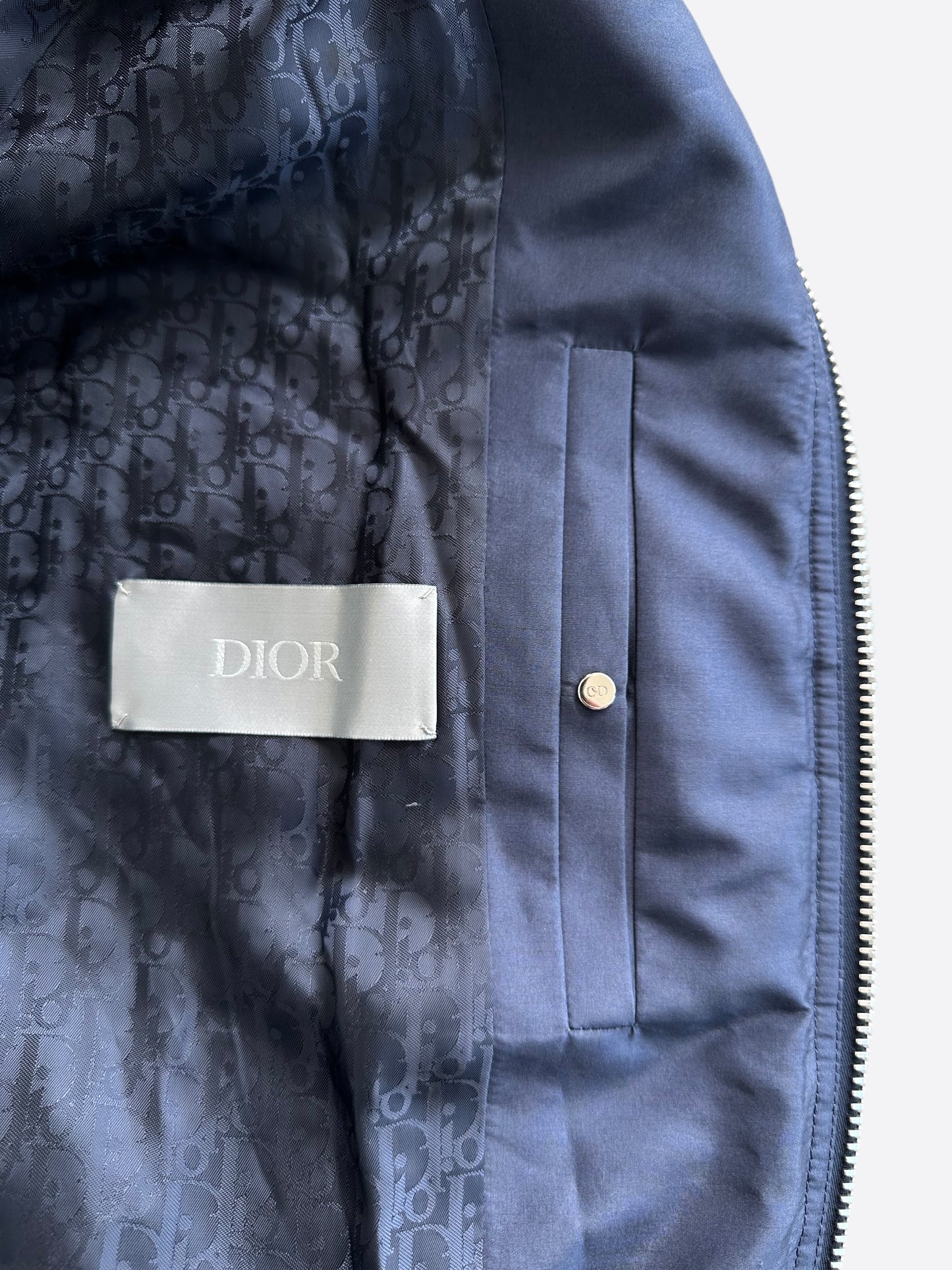 Dior Air Jordan Navy & White Embroidered Silk Bomber