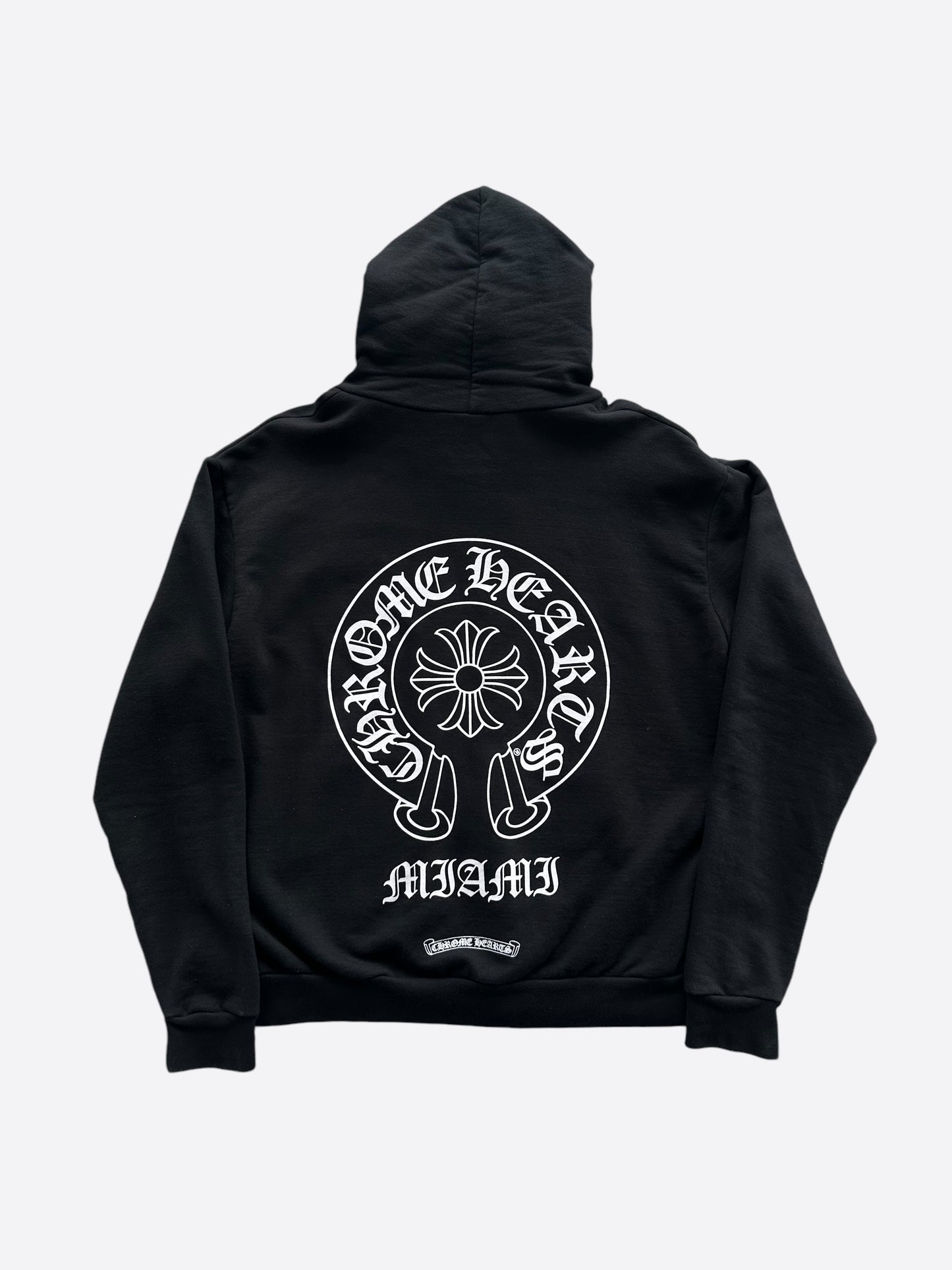 Chrome Hearts Black & White Miami Horseshoe Logo Zip Up Hoodie