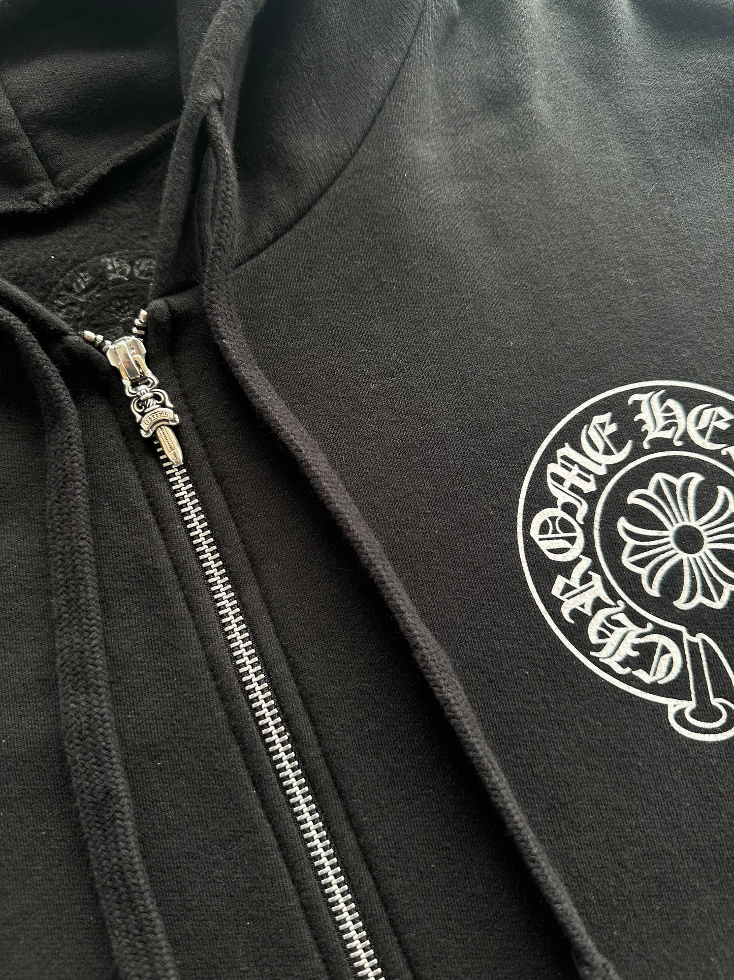 Chrome Hearts Black & White Miami Horseshoe Logo Zip Up Hoodie