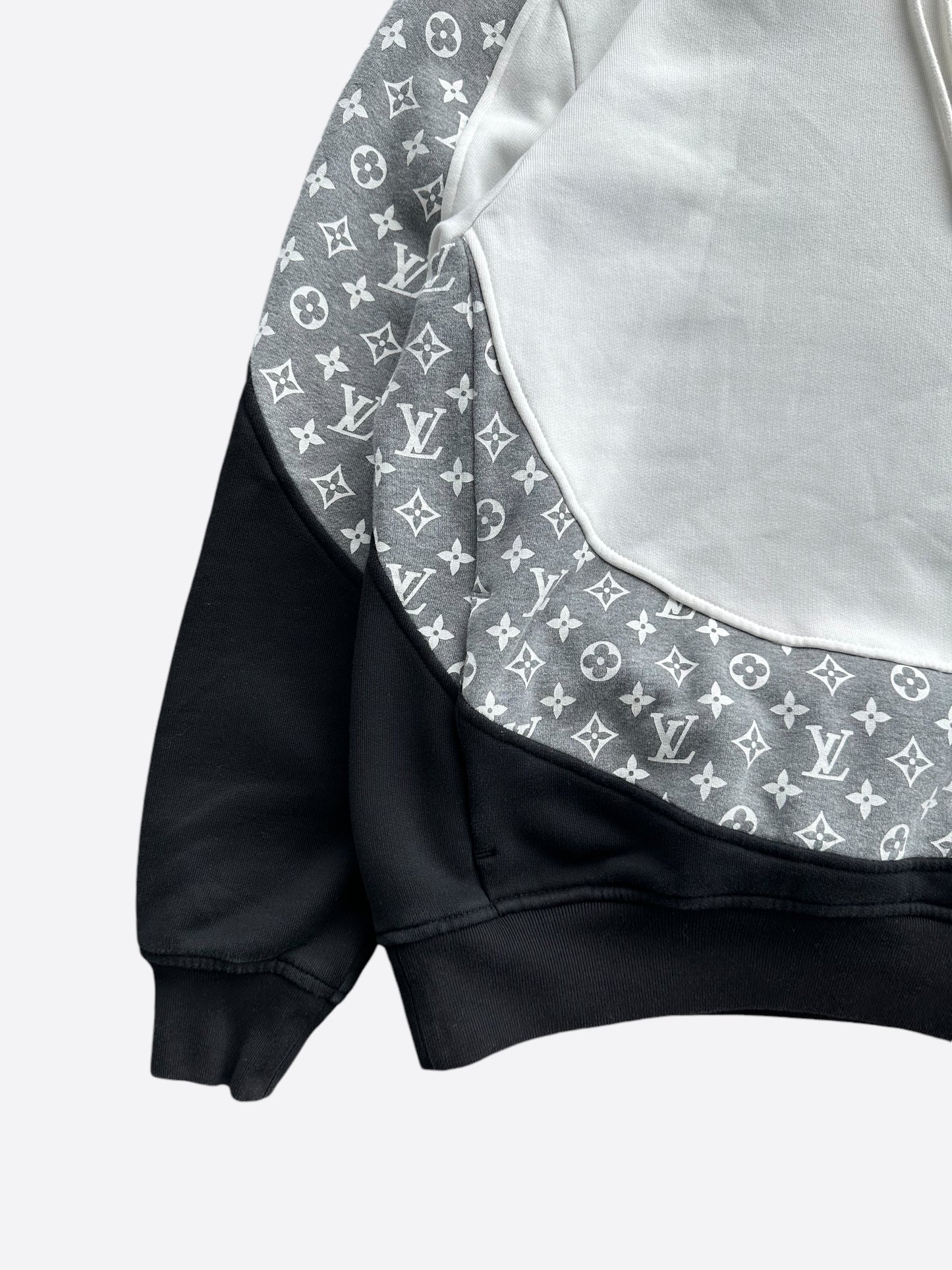 Louis Vuitton Black Grey & White Monogram Circle Cut Hoodie