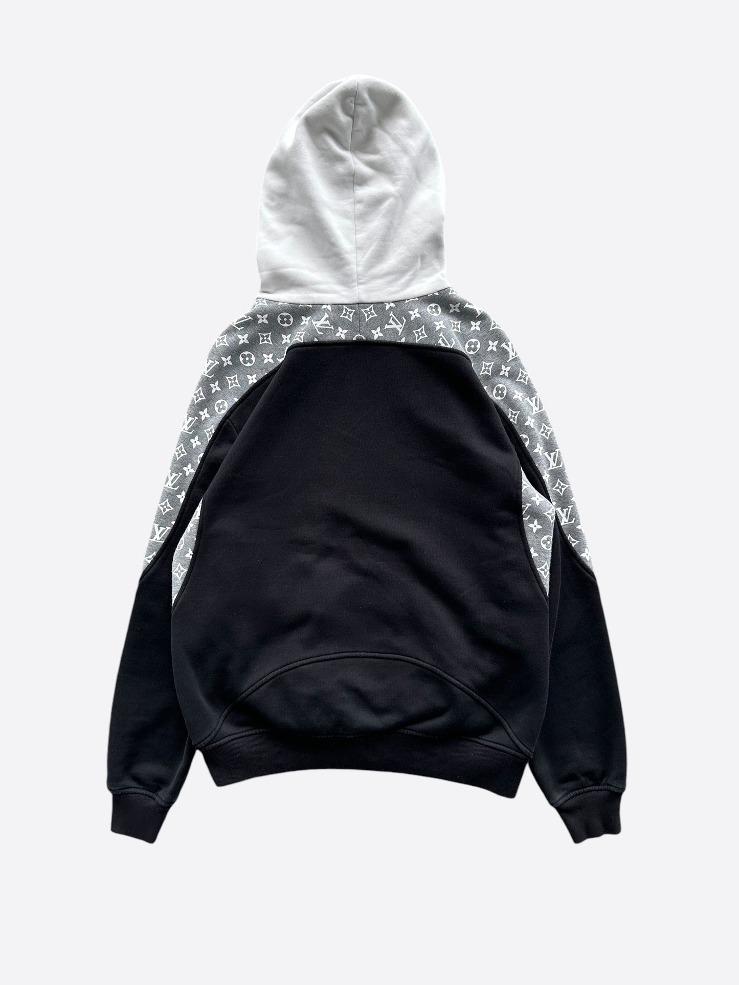 Louis Vuitton Black Grey & White Monogram Circle Cut Hoodie