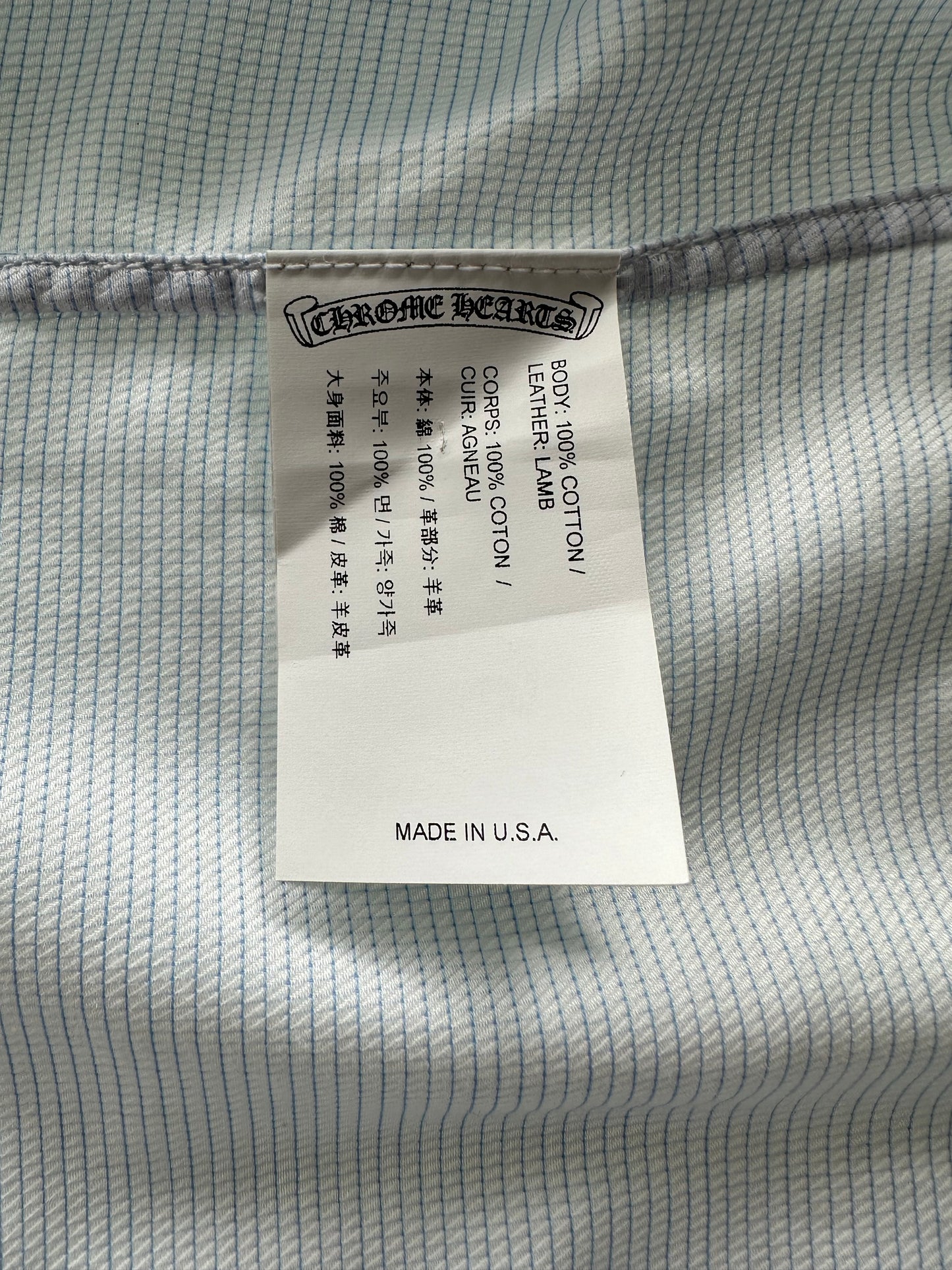 Chrome Hearts Blue & White Cross Patch Cuban Button Up Shirt