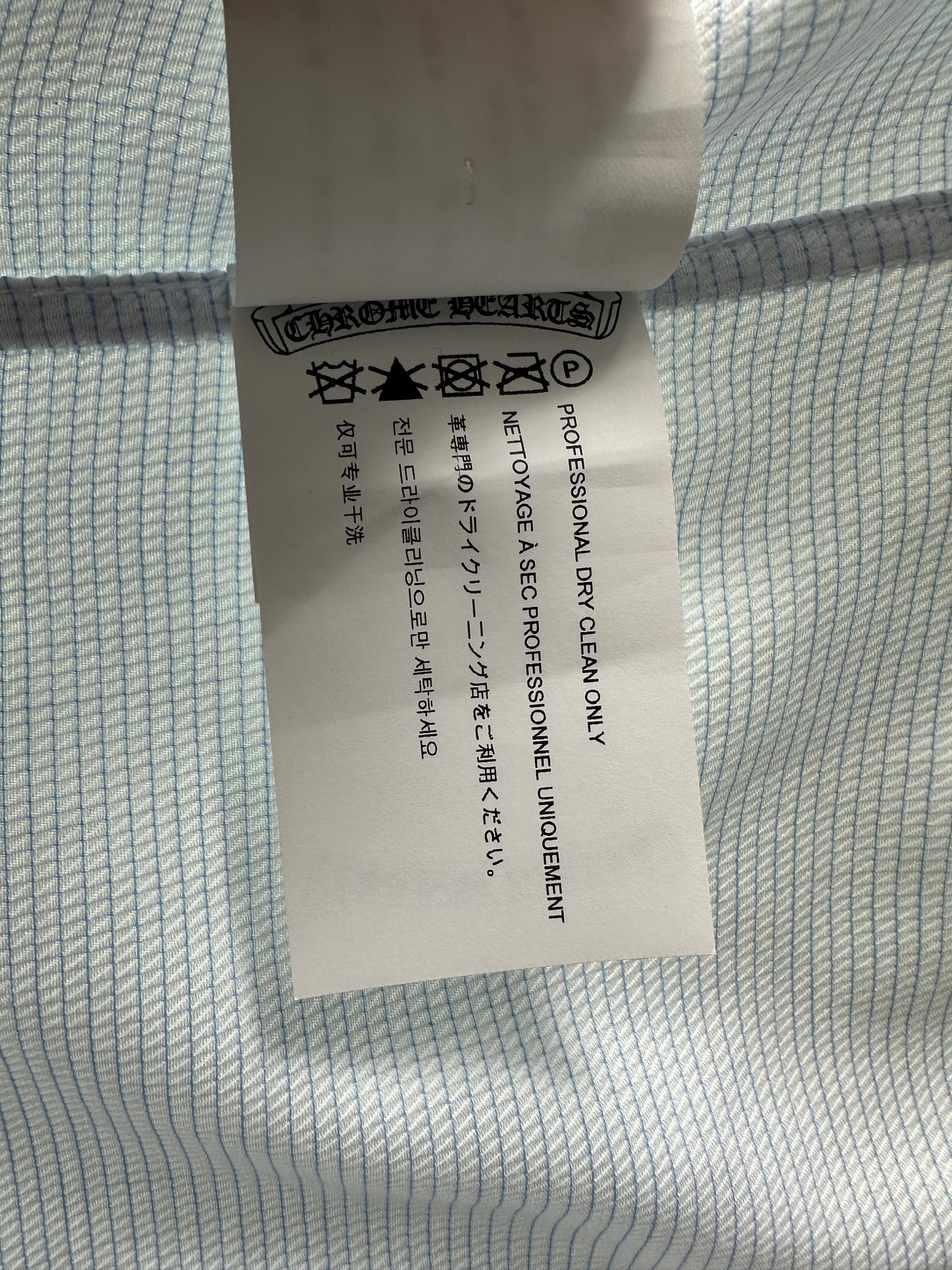 Chrome Hearts Blue & White Cross Patch Cuban Button Up Shirt