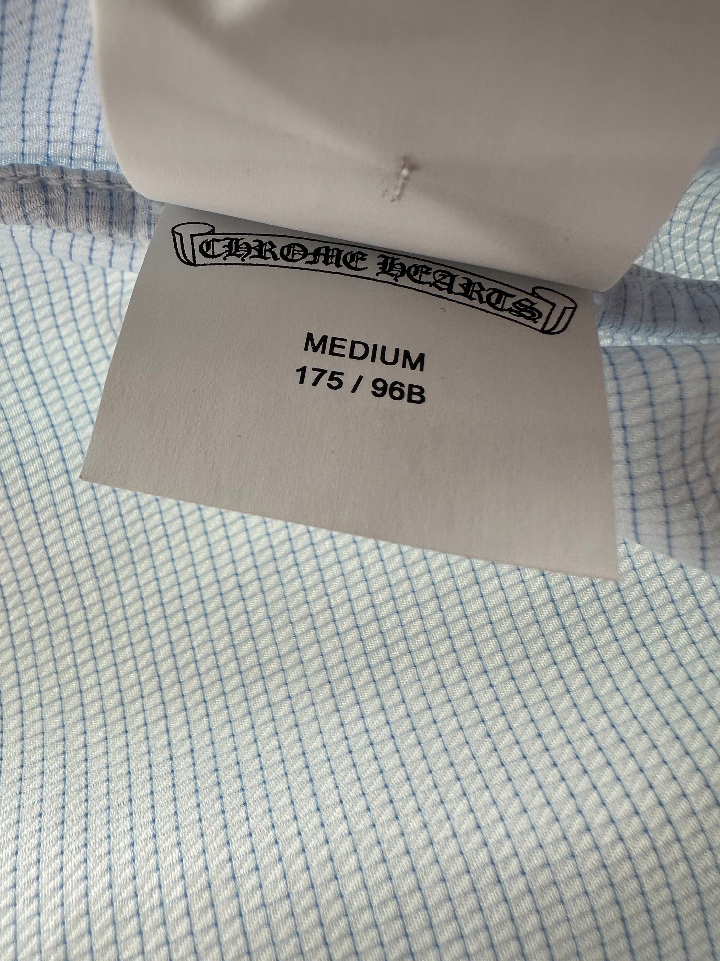 Chrome Hearts Blue & White Cross Patch Cuban Button Up Shirt