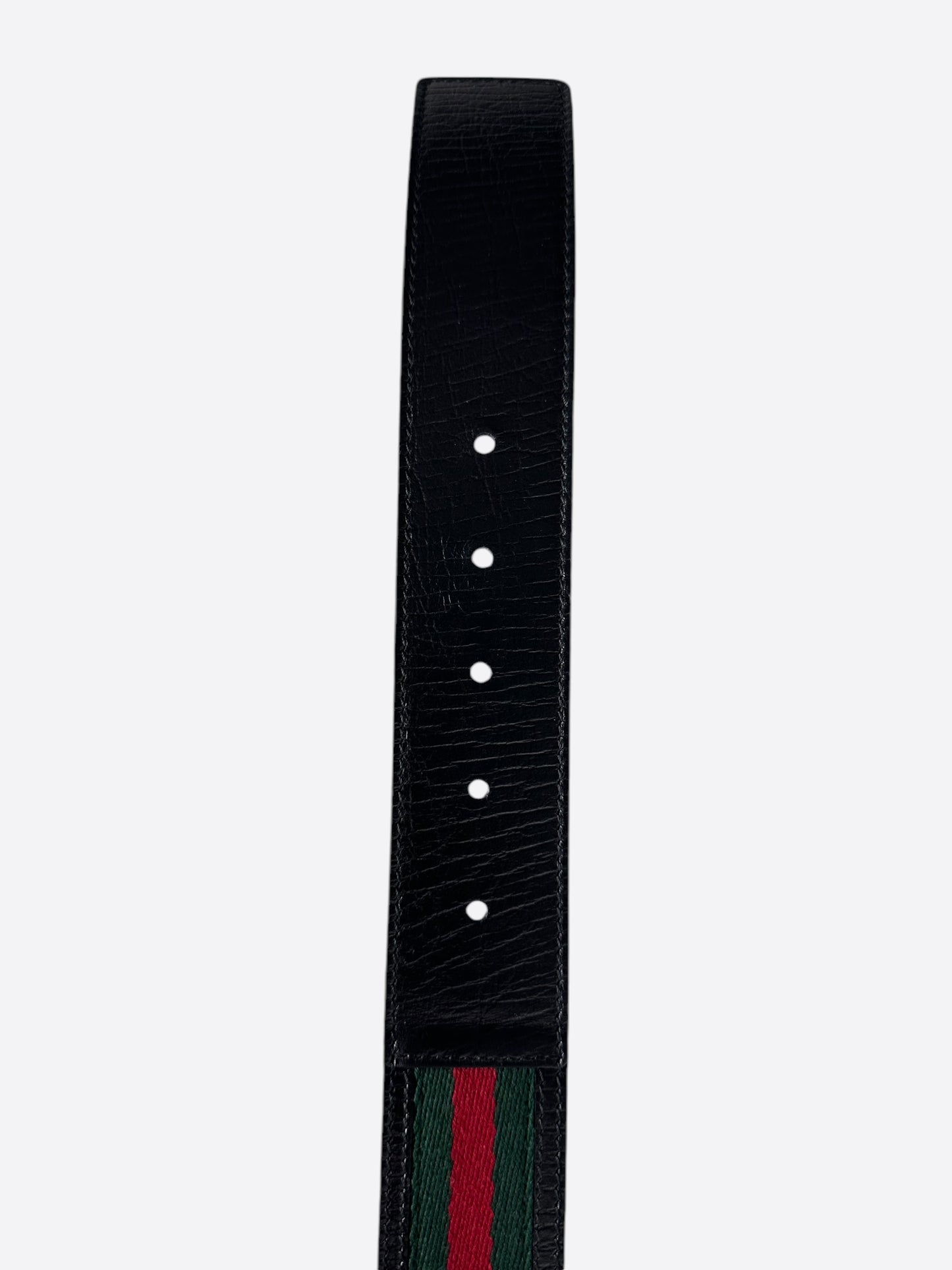 Gucci Green & Red Striped Silver Buckle Belt